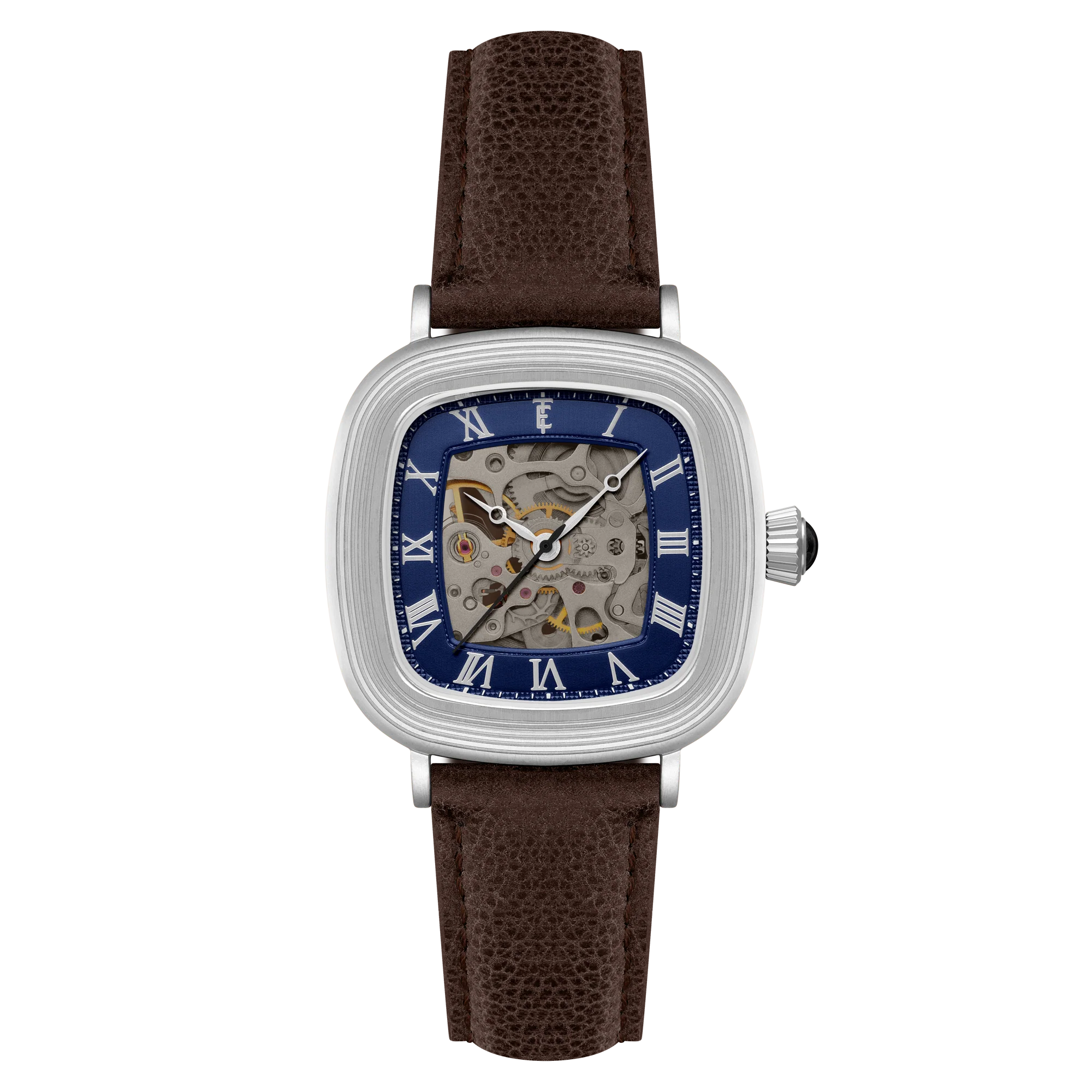 Thomas Earnshaw Men's 38mm Chester Automatic Skeletonized Square Leather Strap Watch - Image 3