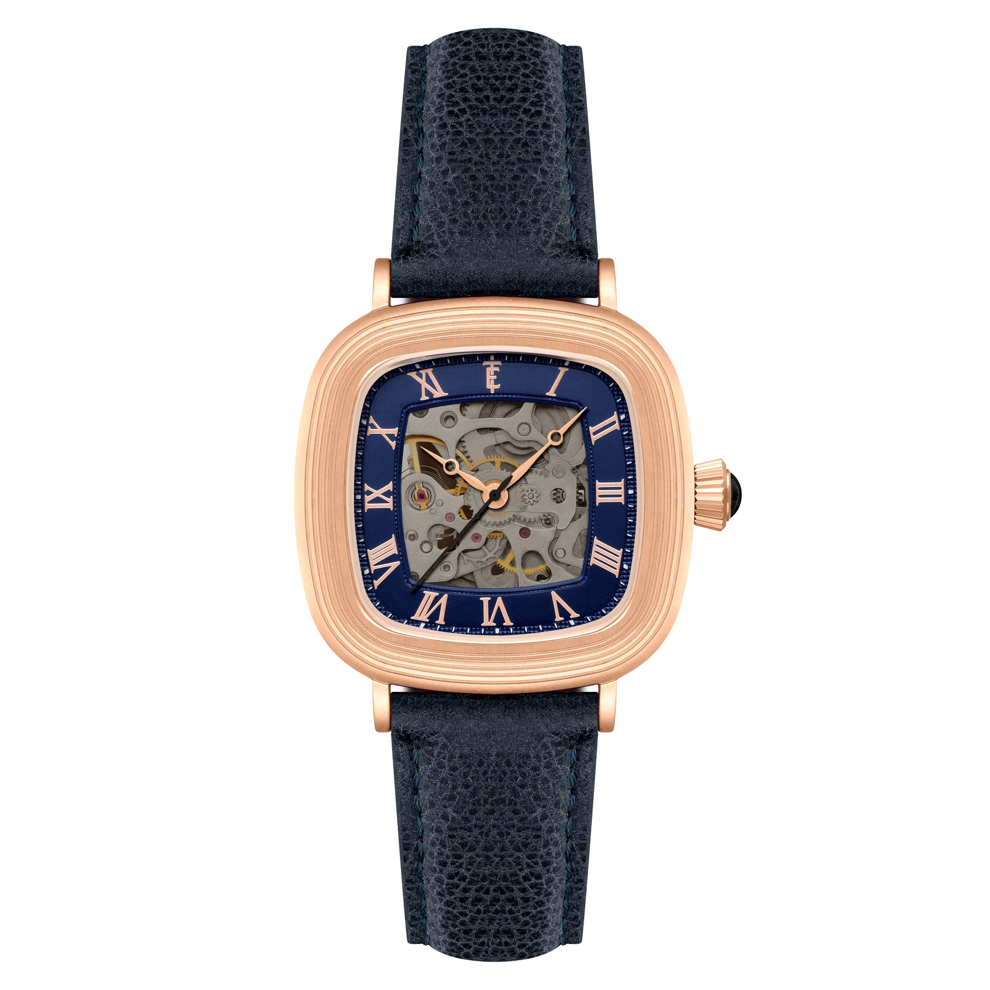 Thomas Earnshaw Men's 38mm Chester Automatic Skeletonized Square Leather Strap Watch - Image 5