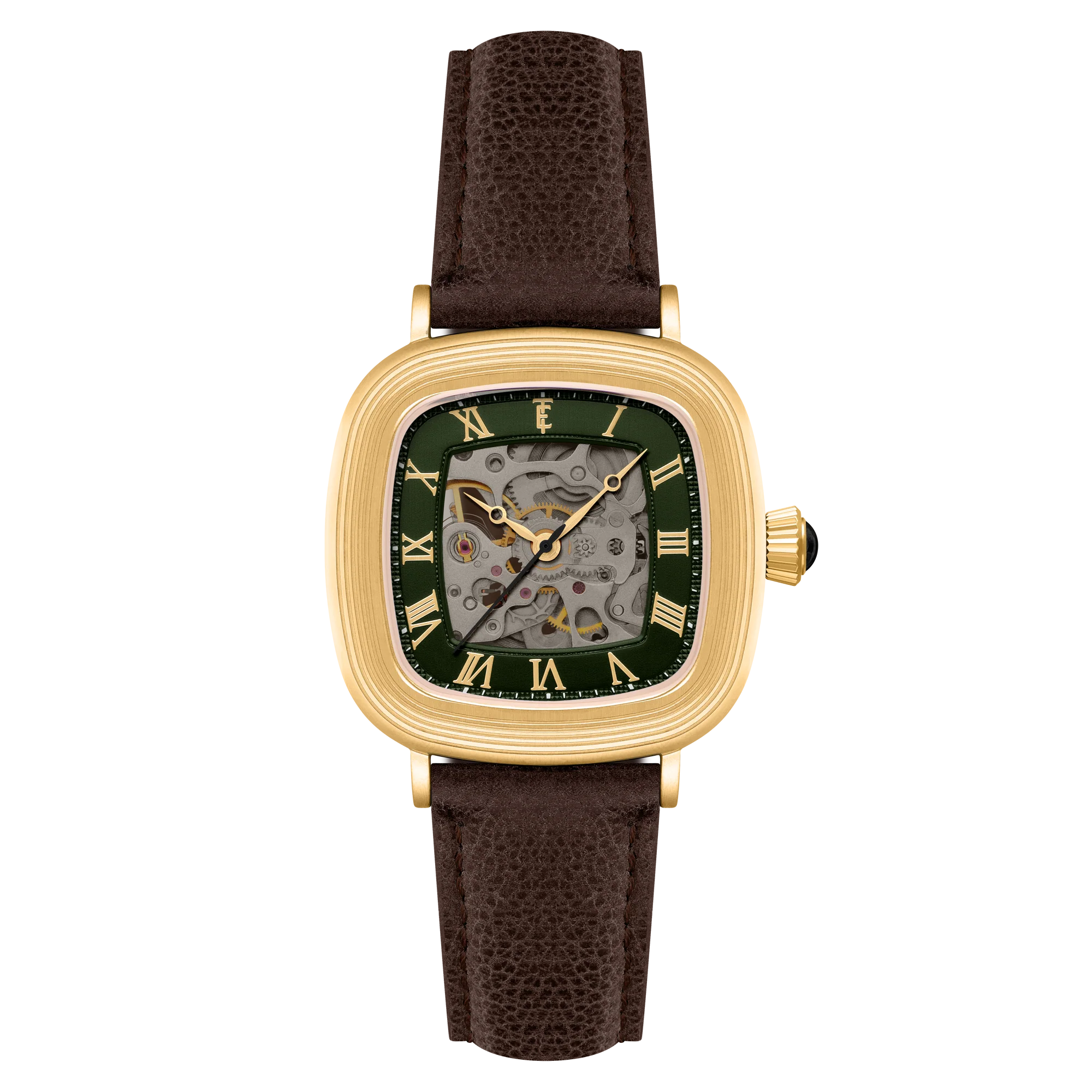 Thomas Earnshaw Men's 38mm Chester Automatic Skeletonized Square Leather Strap Watch - Image 6