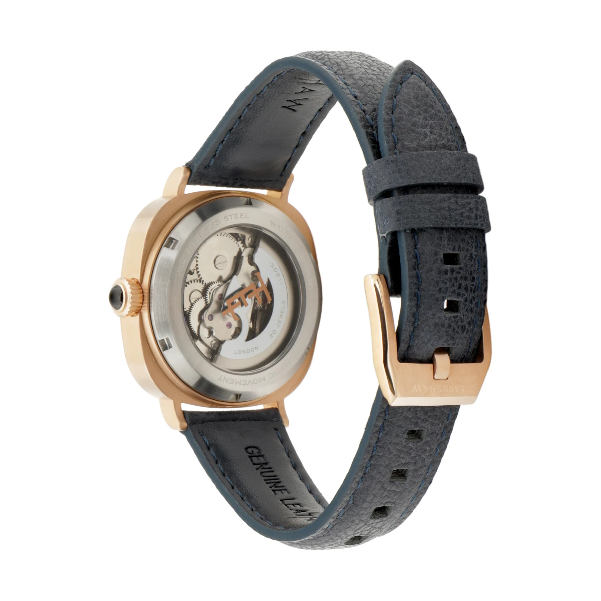 Thomas Earnshaw Men's 38mm Chester Automatic Skeletonized Square Leather Strap Watch - Image 8