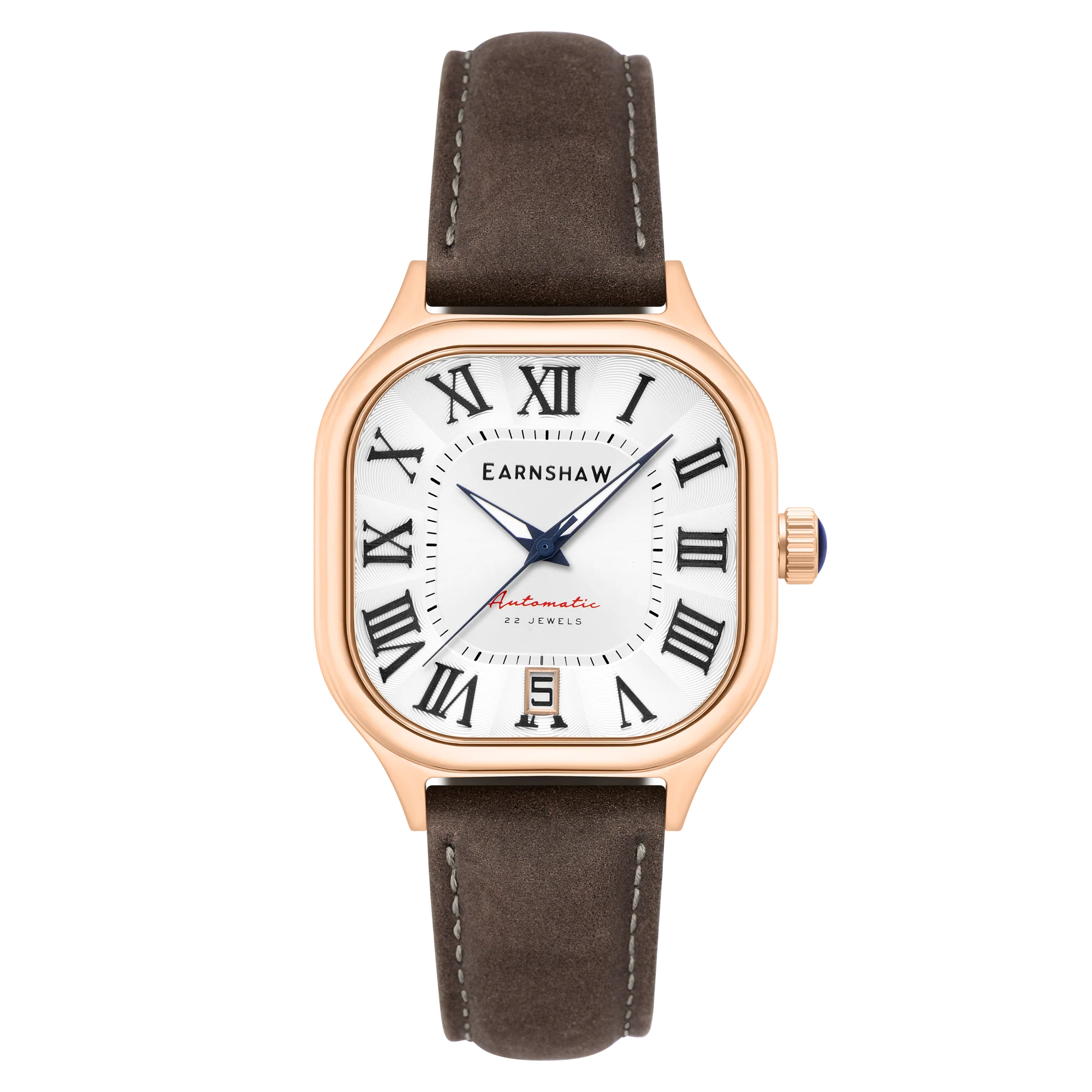 Thomas Earnshaw Men's 39mm Coussin Automatic Square Leather Strap Watch - Image 3