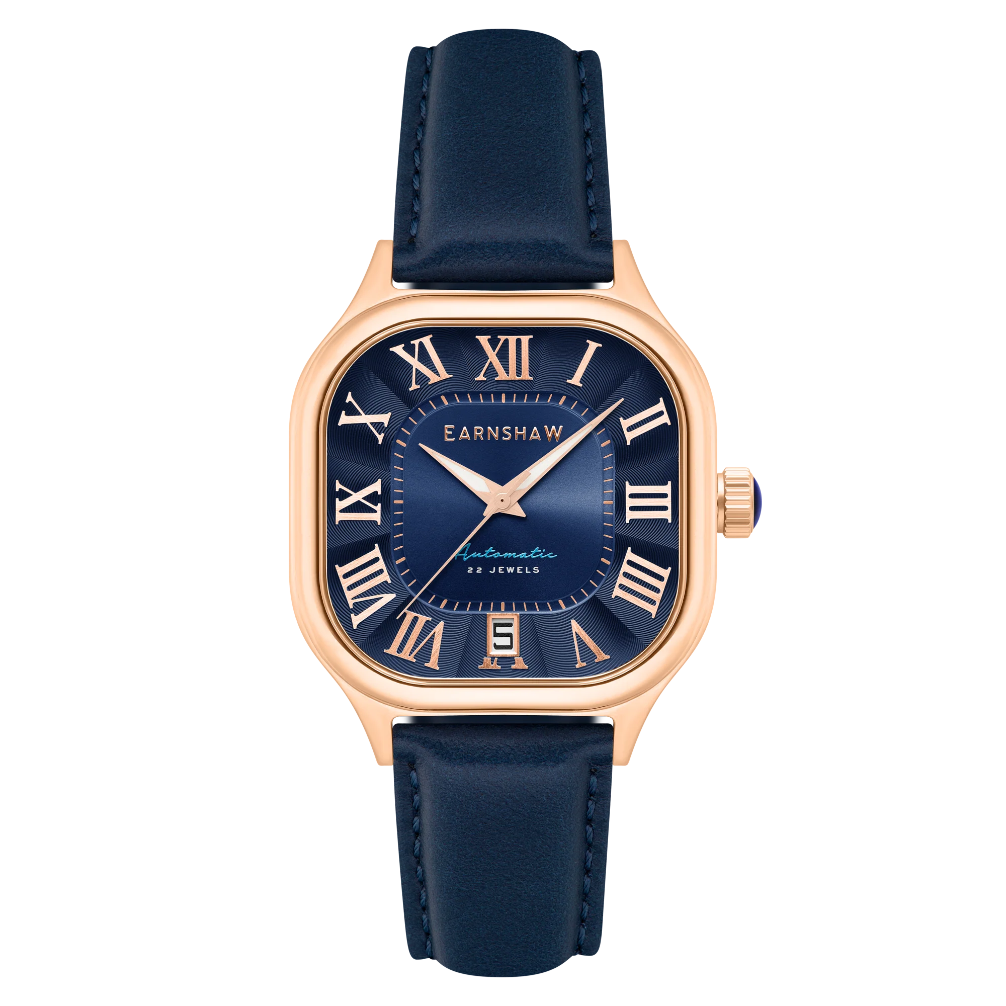 Thomas Earnshaw Men's 39mm Coussin Automatic Square Leather Strap Watch - Image 4