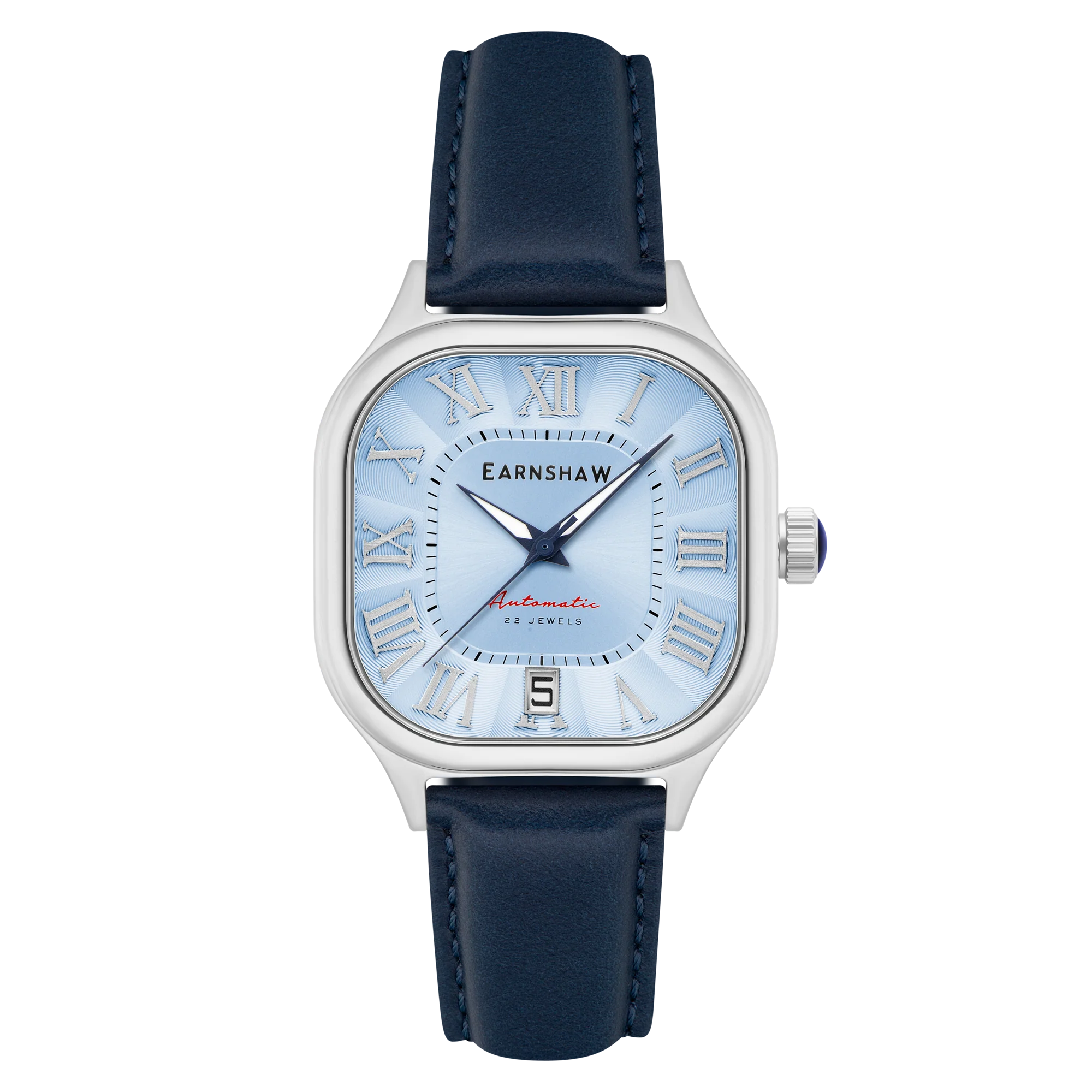 Thomas Earnshaw Men's 39mm Coussin Automatic Square Leather Strap Watch - Image 5