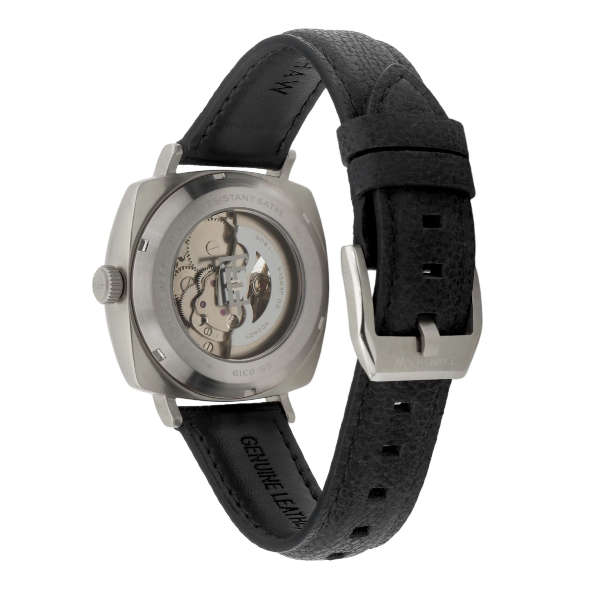 Thomas Earnshaw Men's 40mm Moorgate Automatic Skeletonized Square Leather Strap Watch - Image 9