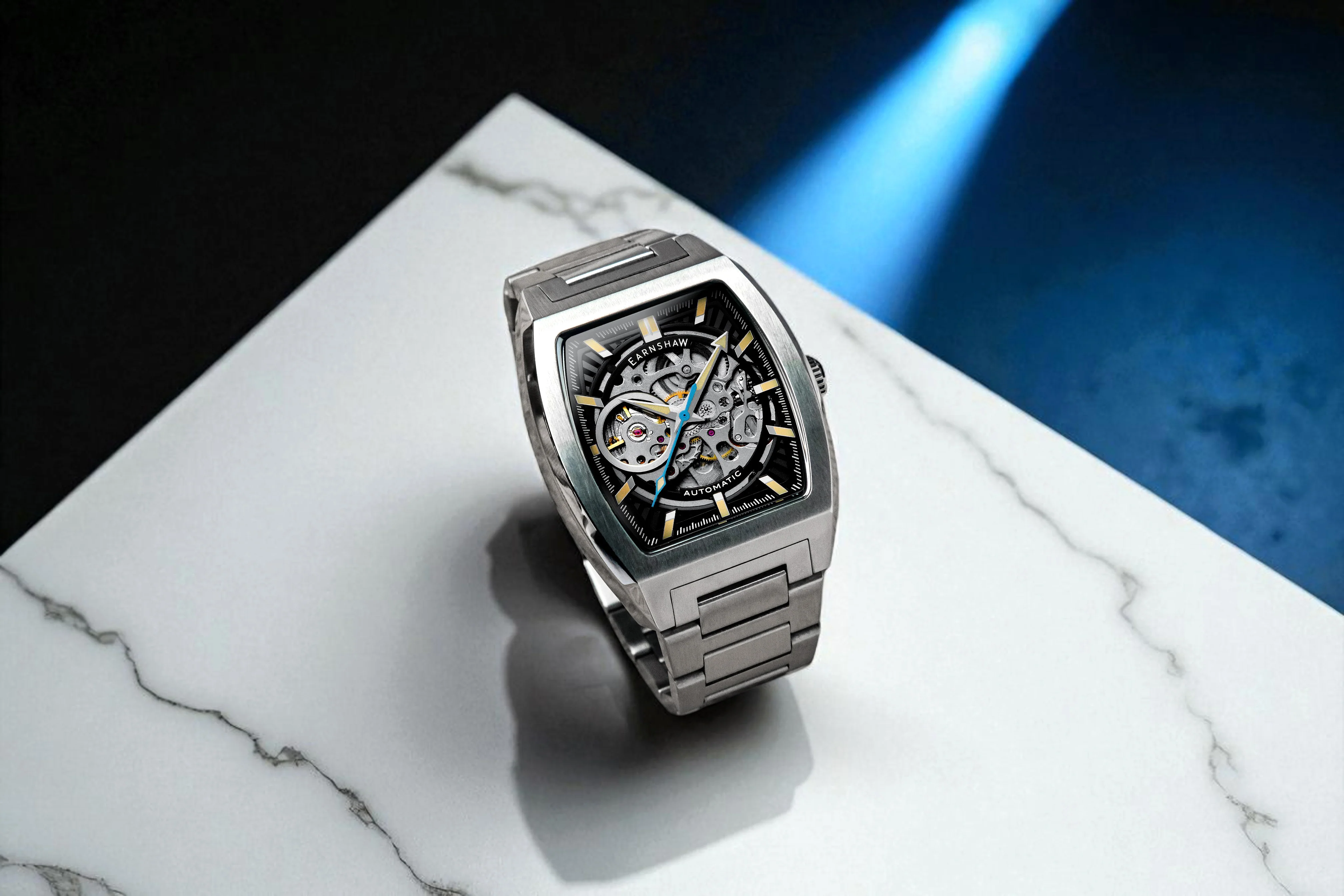 Thomas Earnshaw Men's 40mm Wellington Automatic Skeletonized Tonneau Bracelet Watch - Image 6