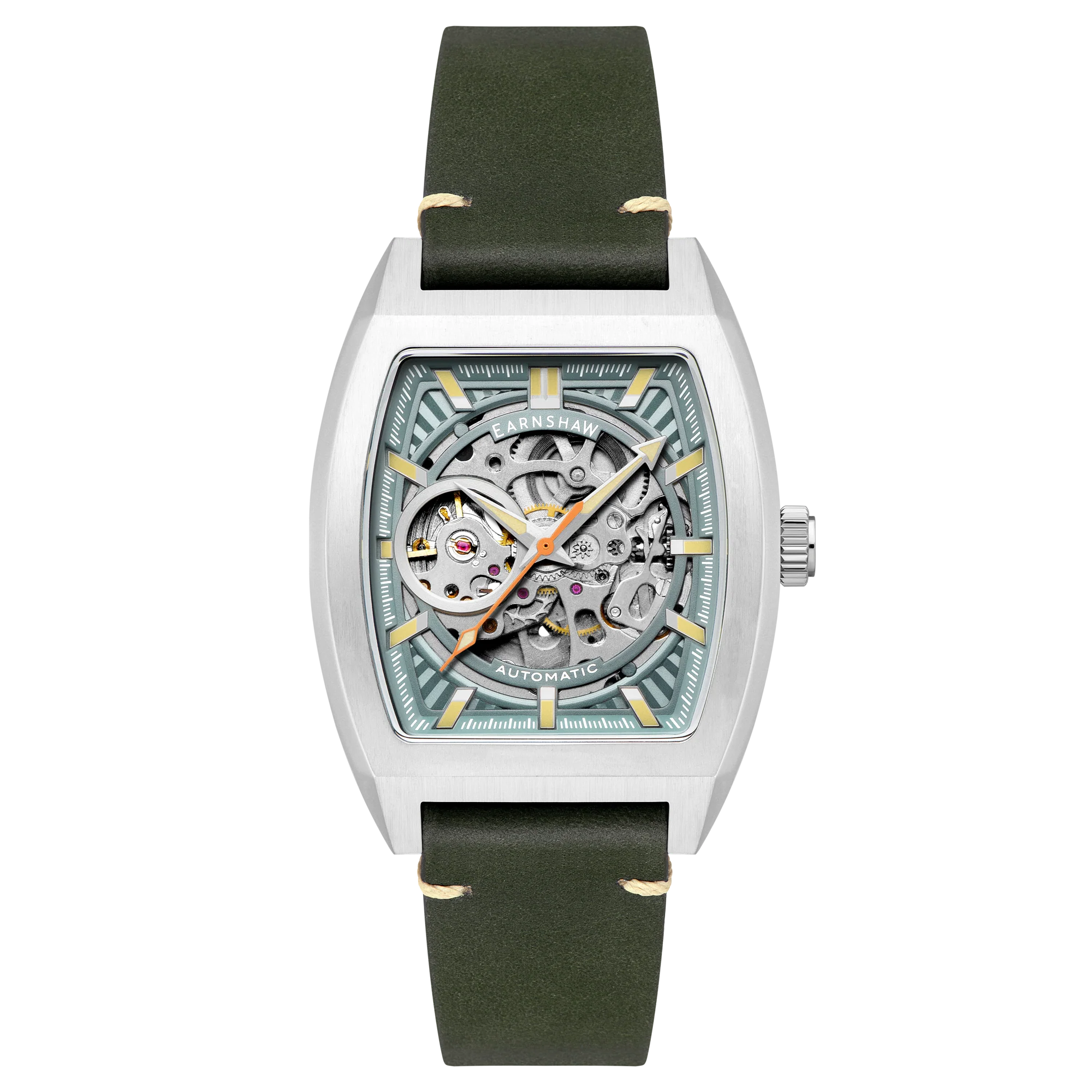 Thomas Earnshaw Men's 40mm Wellington Automatic Skeletonized Tonneau Strap Watch - Image 2