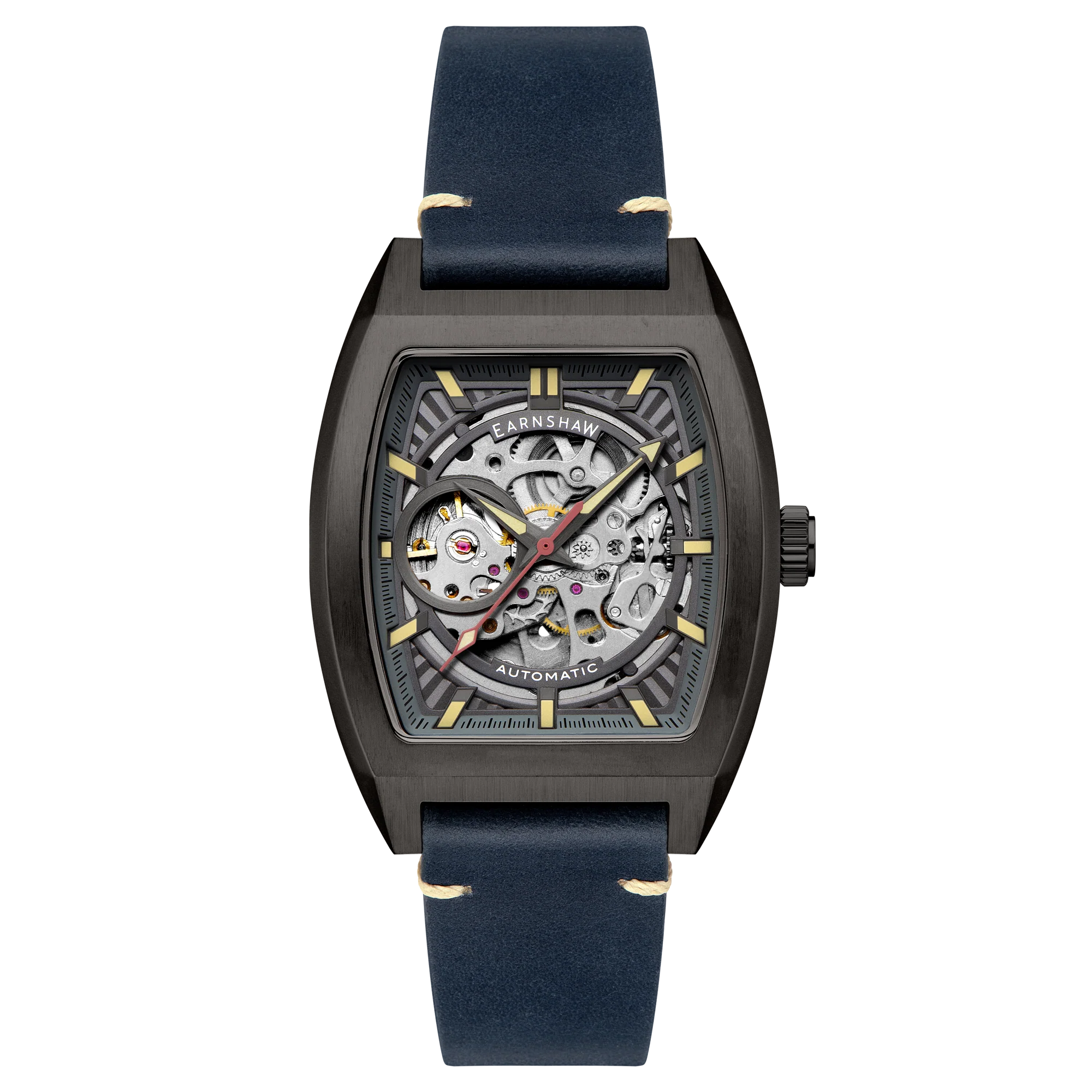 Thomas Earnshaw Men's 40mm Wellington Automatic Skeletonized Tonneau Strap Watch - Image 3