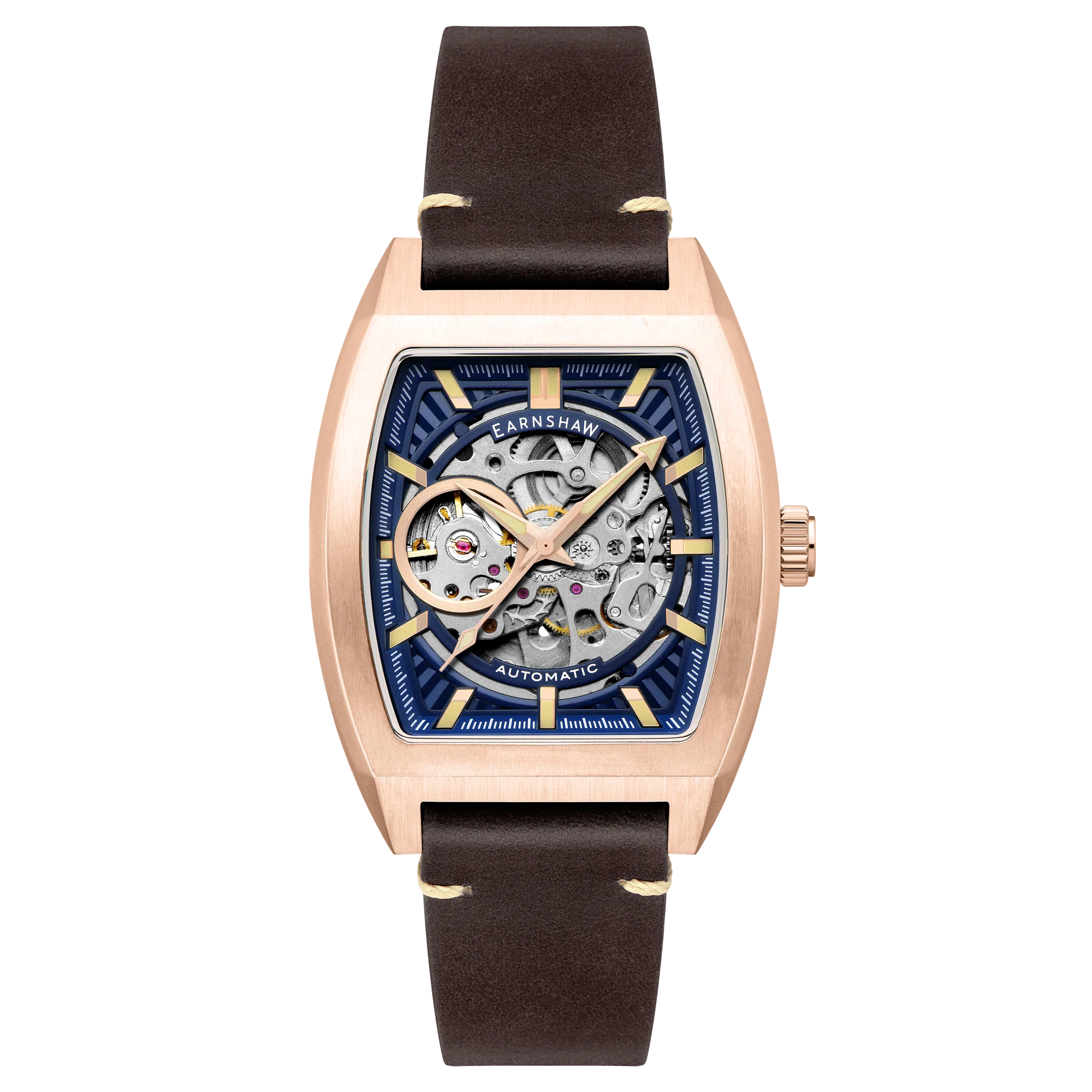 Thomas Earnshaw Men's 40mm Wellington Automatic Skeletonized Tonneau Strap Watch - Image 5