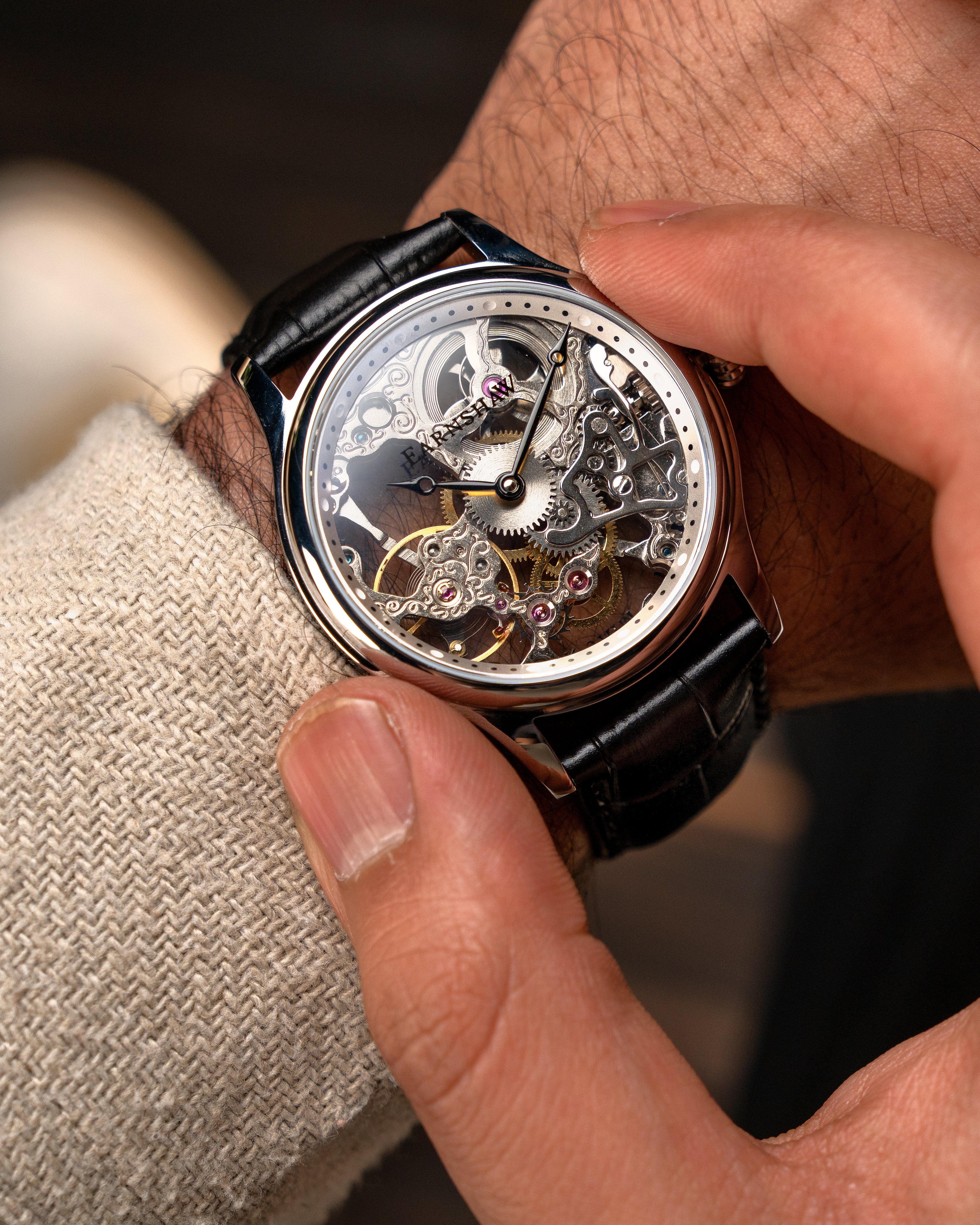 Thomas Earnshaw Men's 42mm Bauer Mechanical Skeletonized Strap Watch - Image 7
