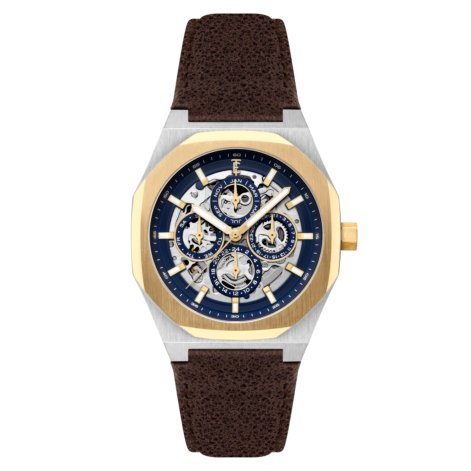 Thomas Earnshaw Men's 42mm Drake Automatic Triple Calendar Leather Strap Watch - Image 2