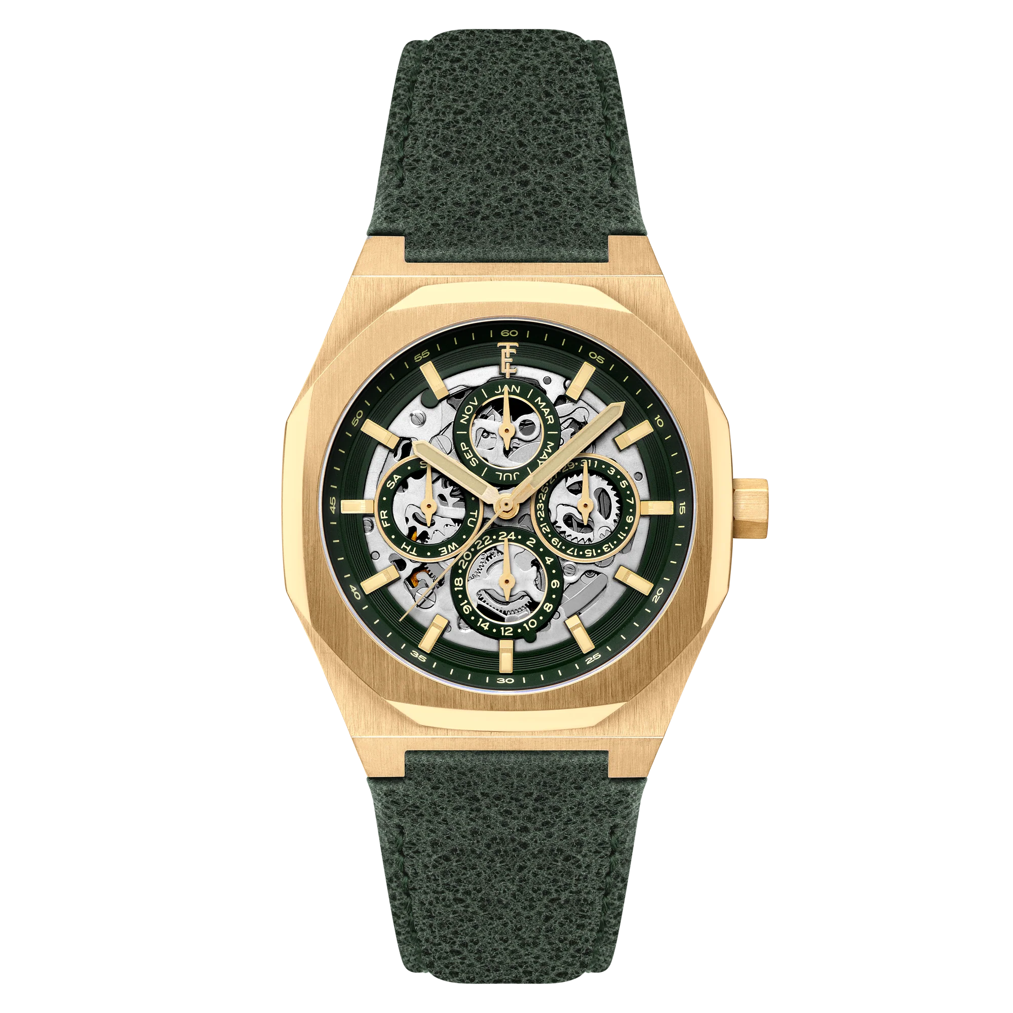 Thomas Earnshaw Men's 42mm Drake Automatic Triple Calendar Leather Strap Watch - Image 3