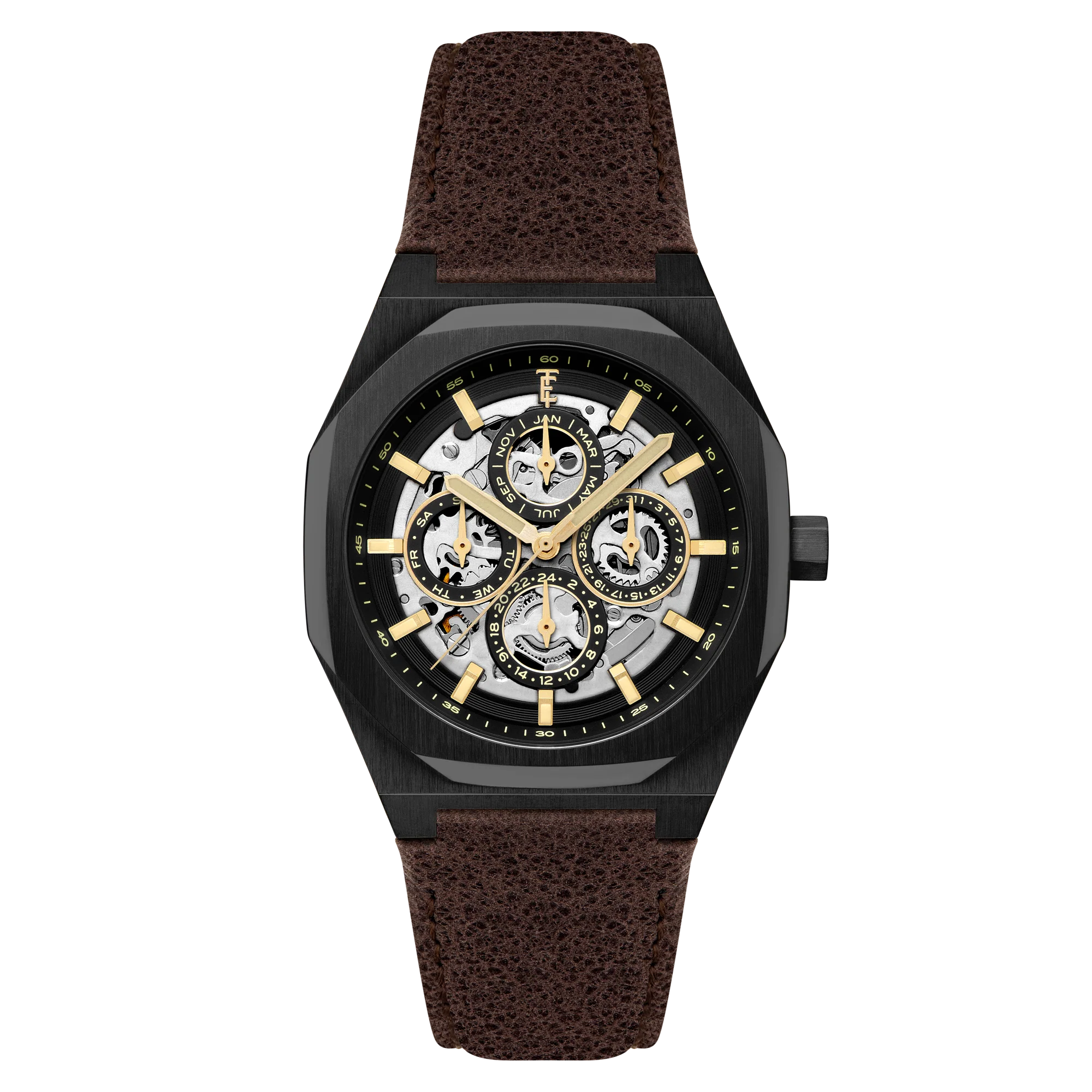 Thomas Earnshaw Men's 42mm Drake Automatic Triple Calendar Leather Strap Watch - Image 5