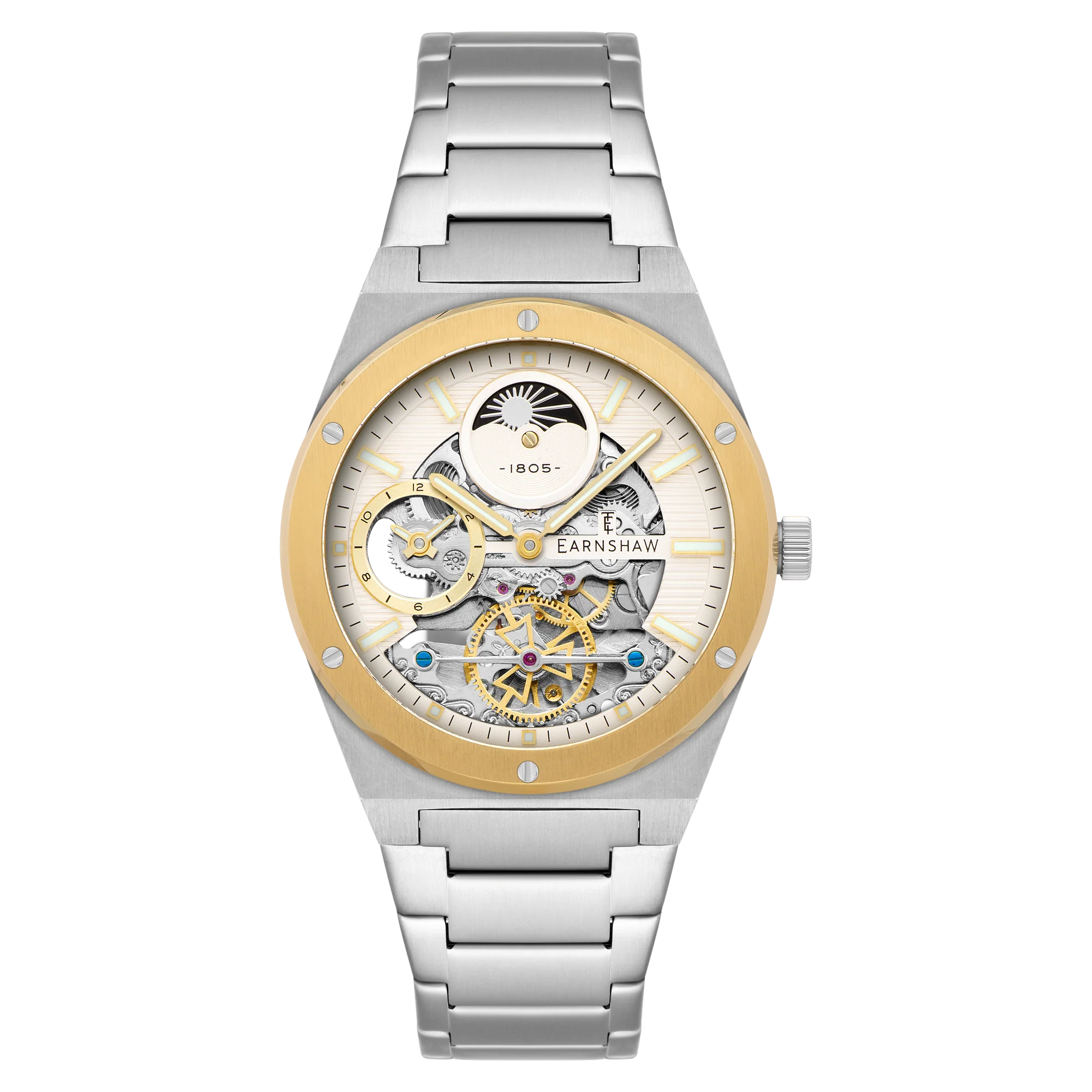 Thomas Earnshaw Men's 42mm Drake Dual Time Automatic Open Heart Bracelet Watch - Image 3