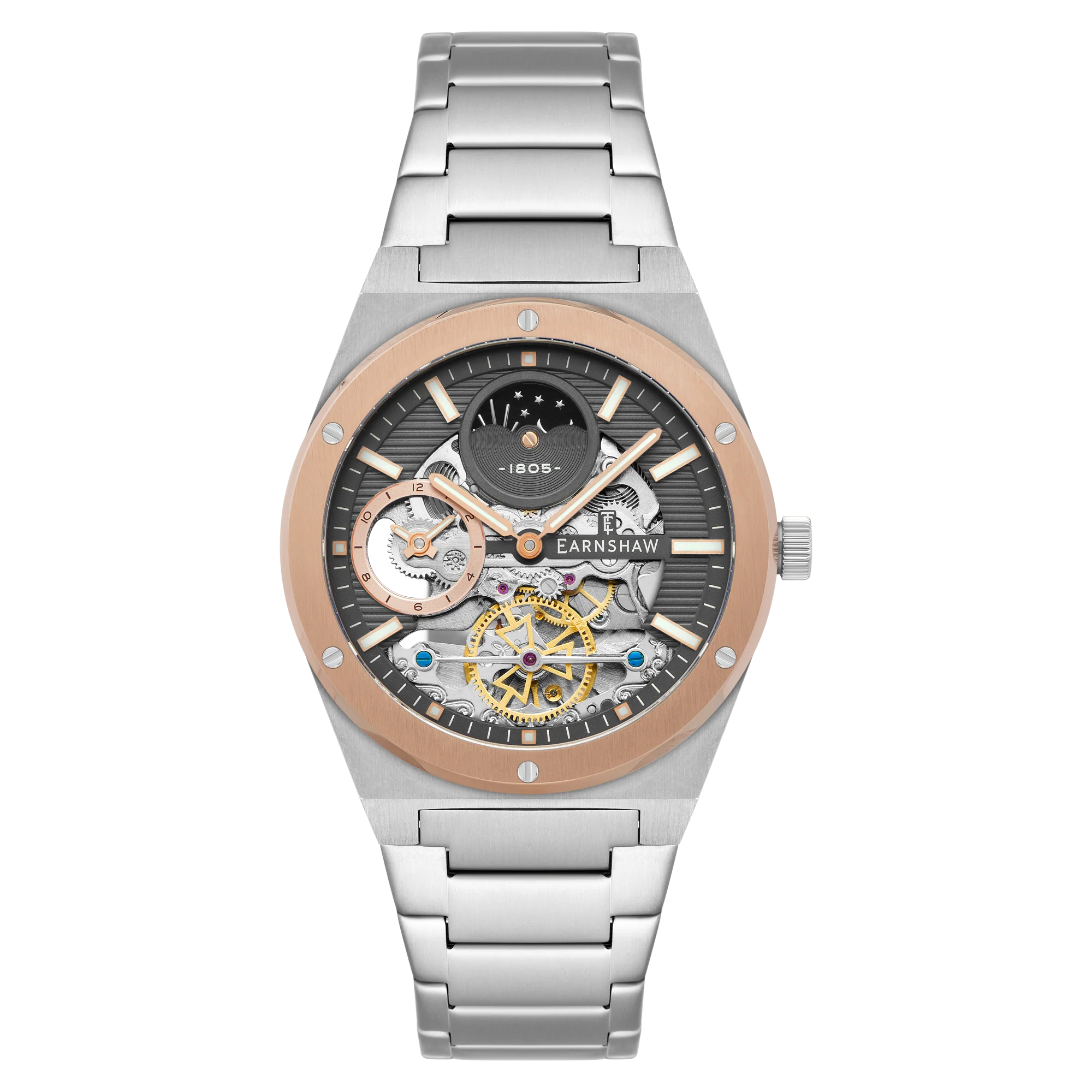 Thomas Earnshaw Men's 42mm Drake Dual Time Automatic Open Heart Bracelet Watch - Image 4