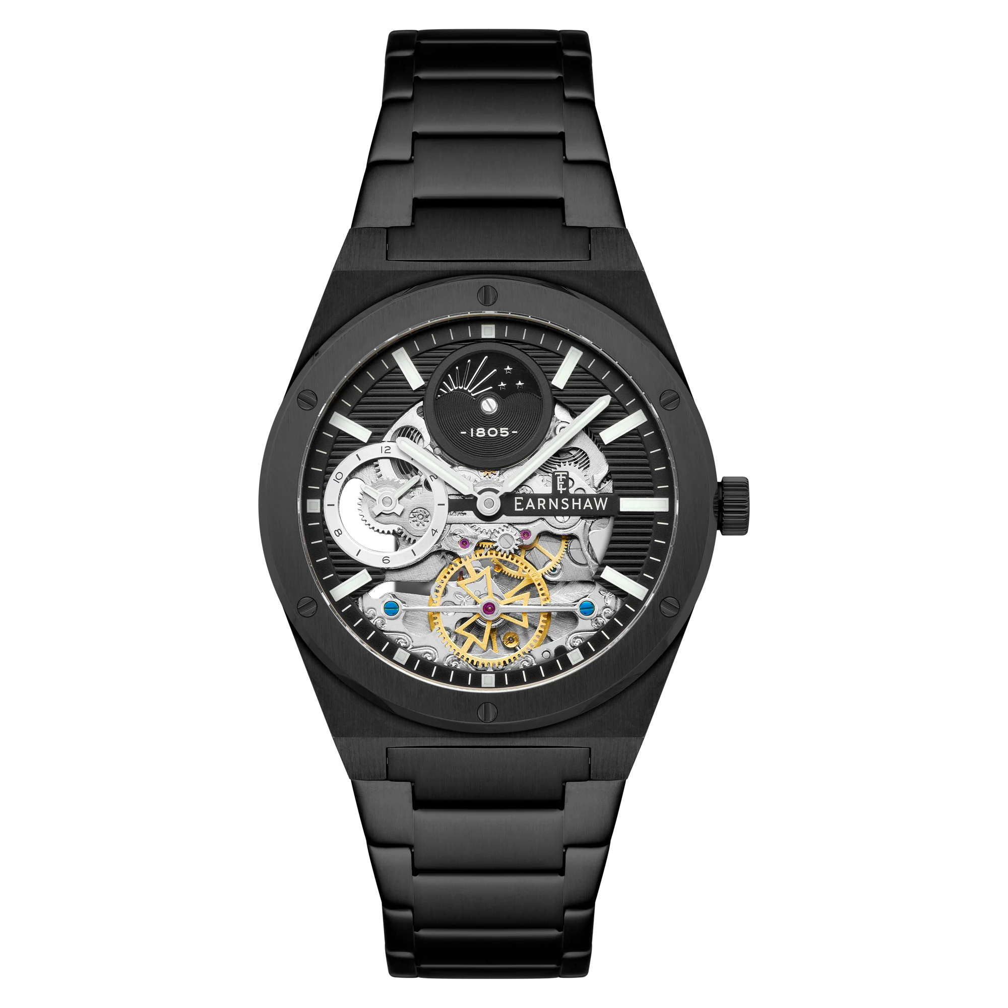 Thomas Earnshaw Men's 42mm Drake Dual Time Automatic Open Heart Bracelet Watch - Image 5