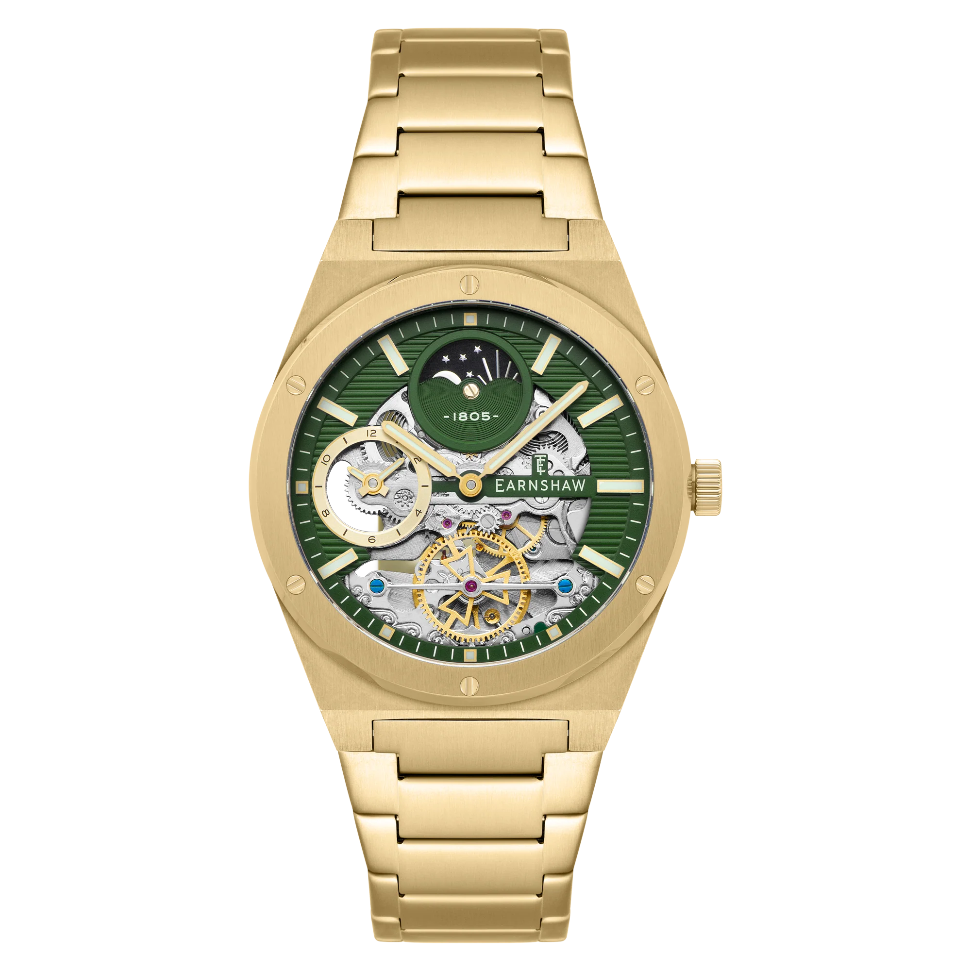 Thomas Earnshaw Men's 42mm Drake Dual Time Automatic Open Heart Bracelet Watch - Image 6