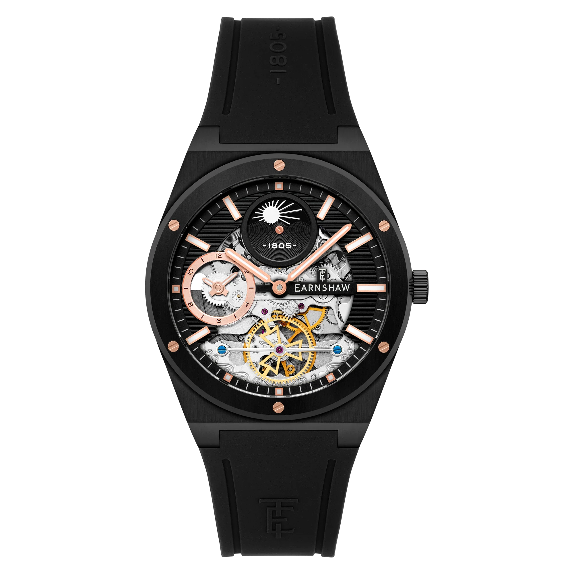 Thomas Earnshaw Men's 42mm Drake Dual Time Automatic Open Heart Strap Watch - Image 3