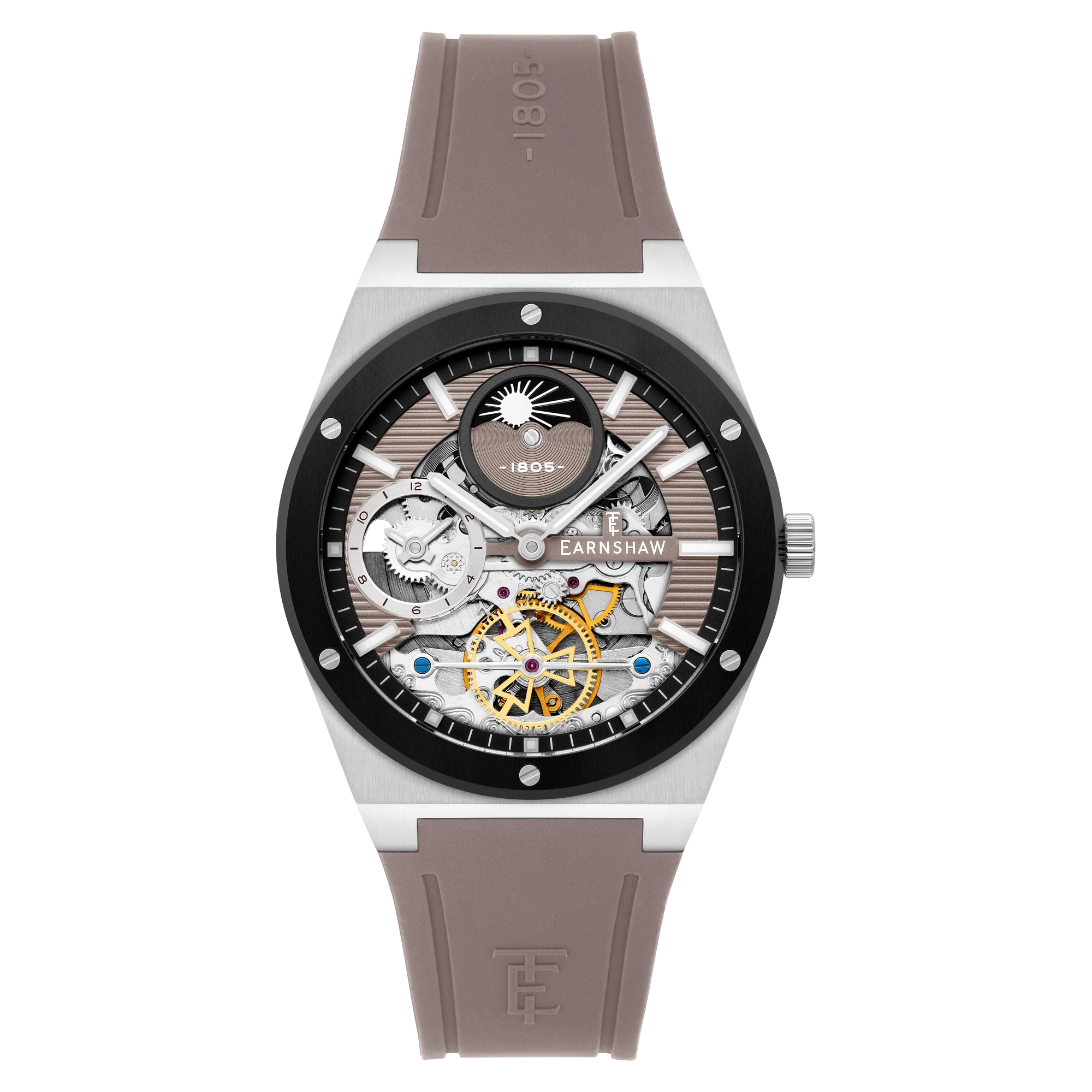 Thomas Earnshaw Men's 42mm Drake Dual Time Automatic Open Heart Strap Watch - Image 4