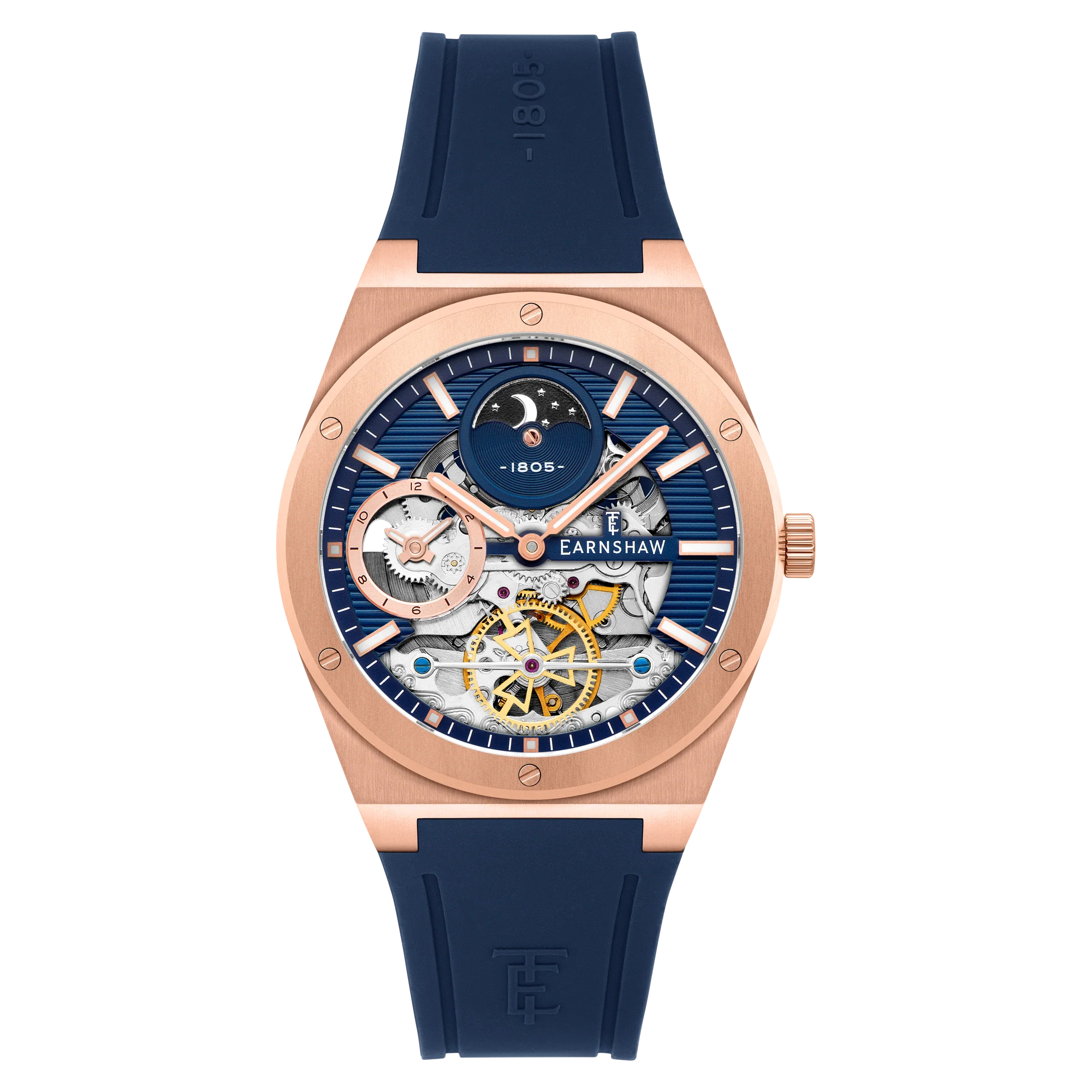 Thomas Earnshaw Men's 42mm Drake Dual Time Automatic Open Heart Strap Watch - Image 5