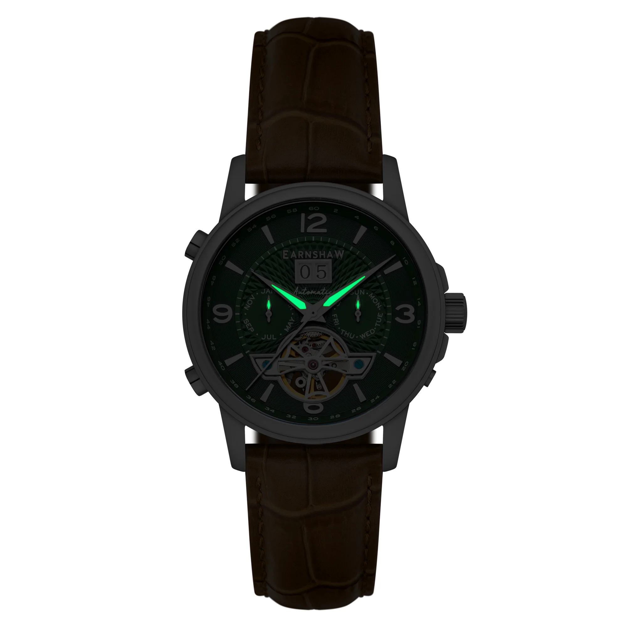 Thomas Earnshaw Men's 42mm Marlyebone Automatic Grand Date Calendar Leather Strap Watch - Image 10