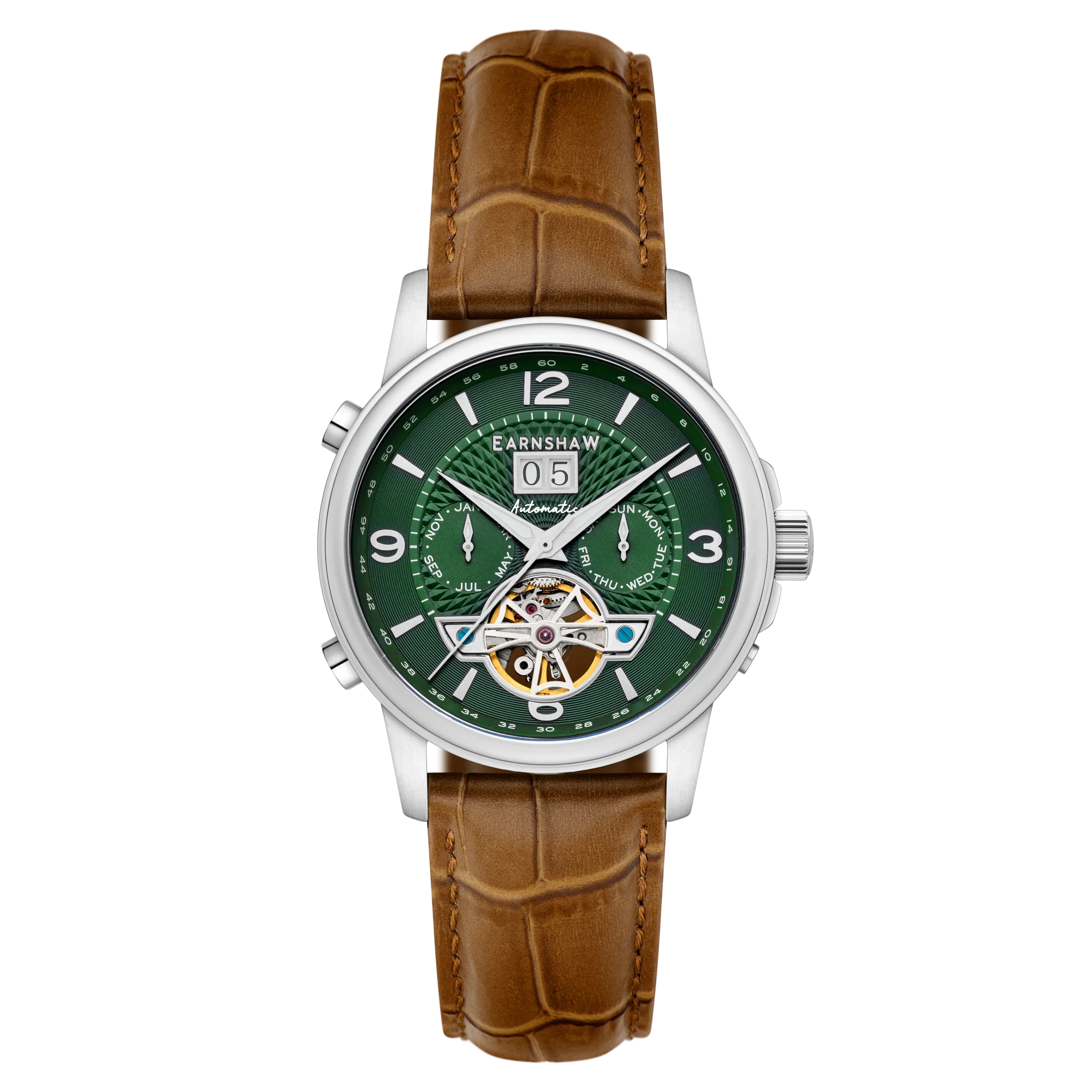 Thomas Earnshaw Men's 42mm Marlyebone Automatic Grand Date Calendar Leather Strap Watch - Image 2