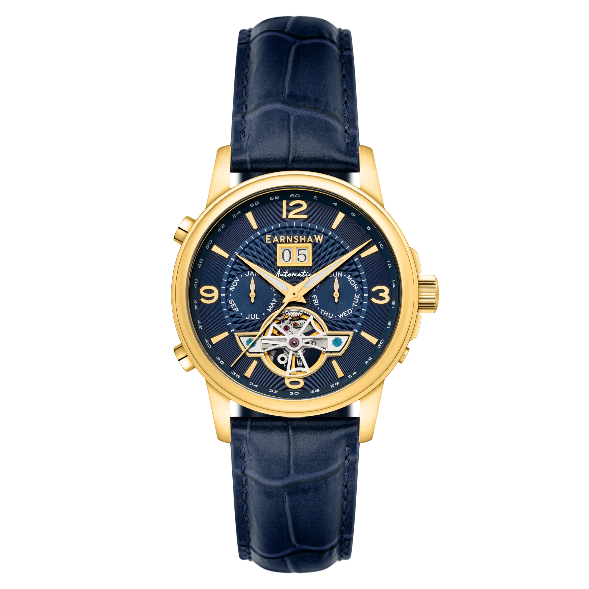 Thomas Earnshaw Men's 42mm Marlyebone Automatic Grand Date Calendar Leather Strap Watch - Image 4