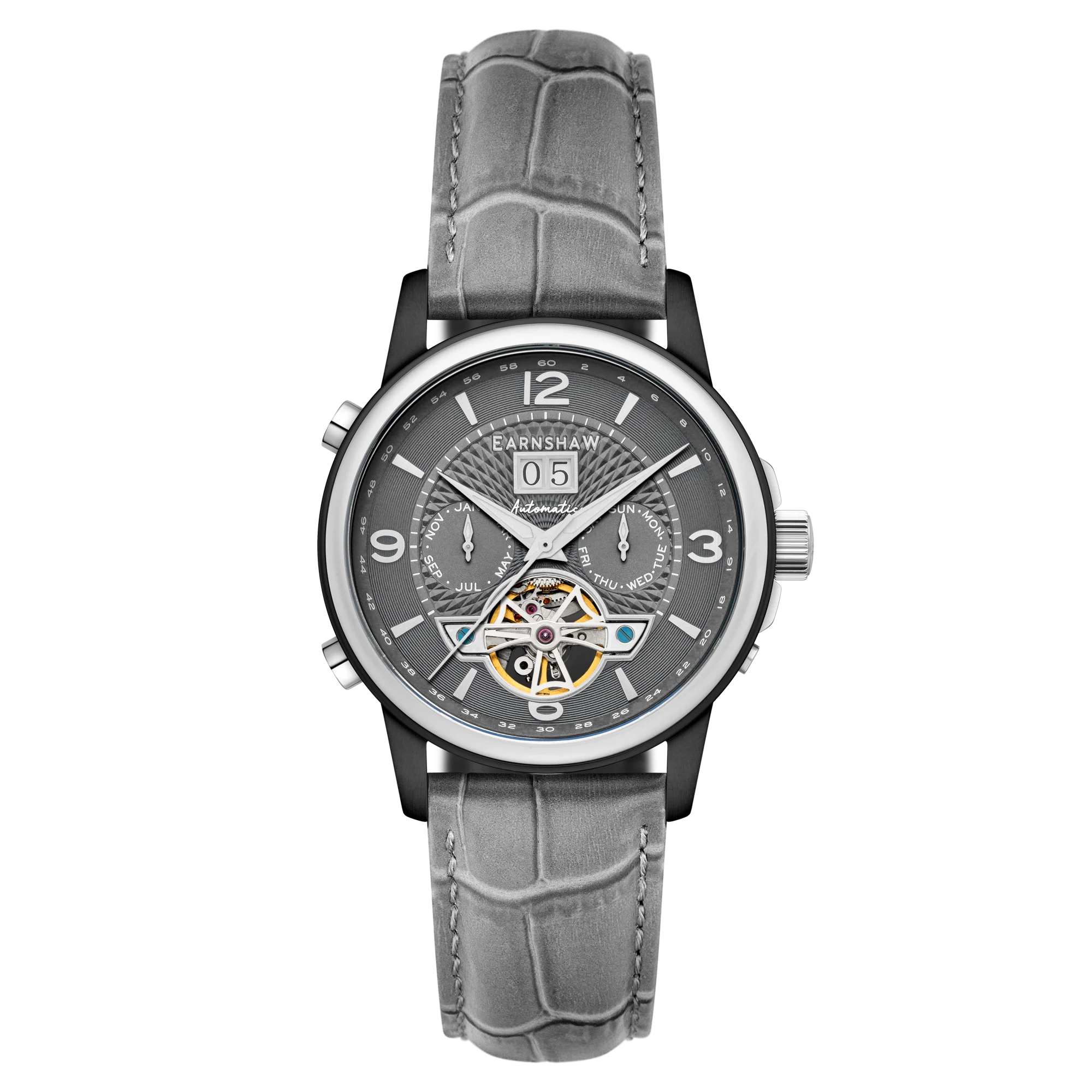 Thomas Earnshaw Men's 42mm Marlyebone Automatic Grand Date Calendar Leather Strap Watch - Image 5