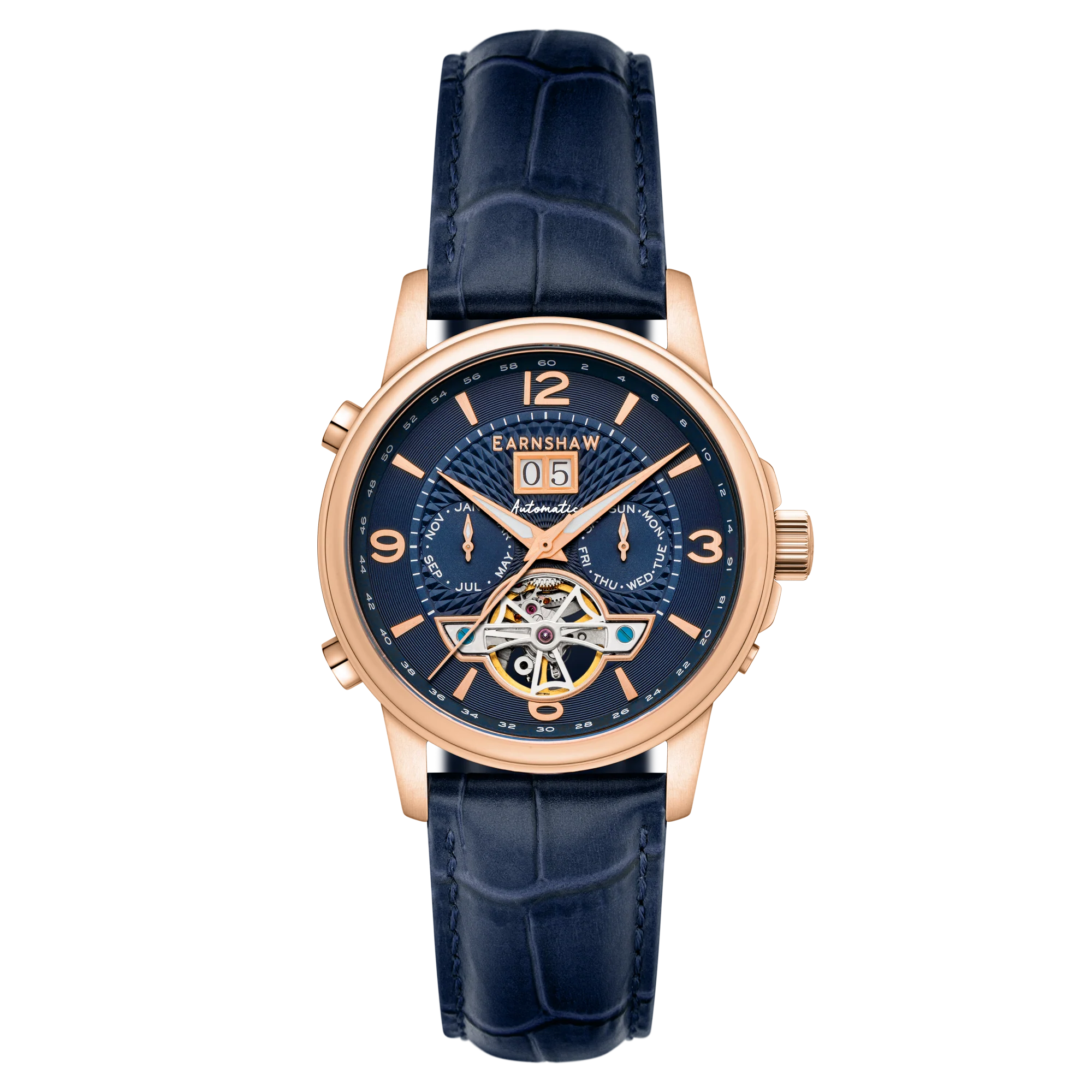 Thomas Earnshaw Men's 42mm Marlyebone Automatic Grand Date Calendar Leather Strap Watch - Image 6