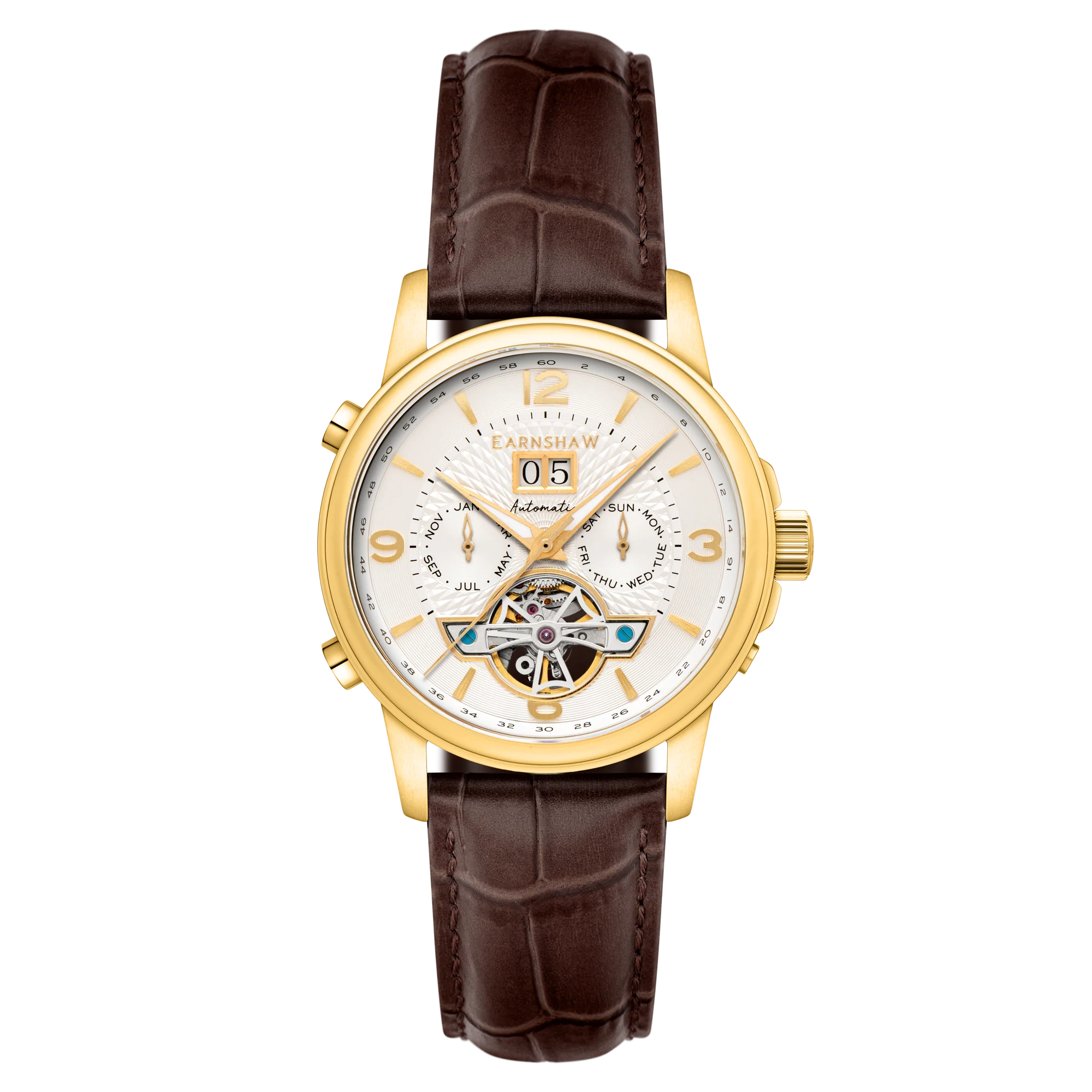 Thomas Earnshaw Men's 42mm Marlyebone Automatic Grand Date Calendar Leather Strap Watch - Image 7