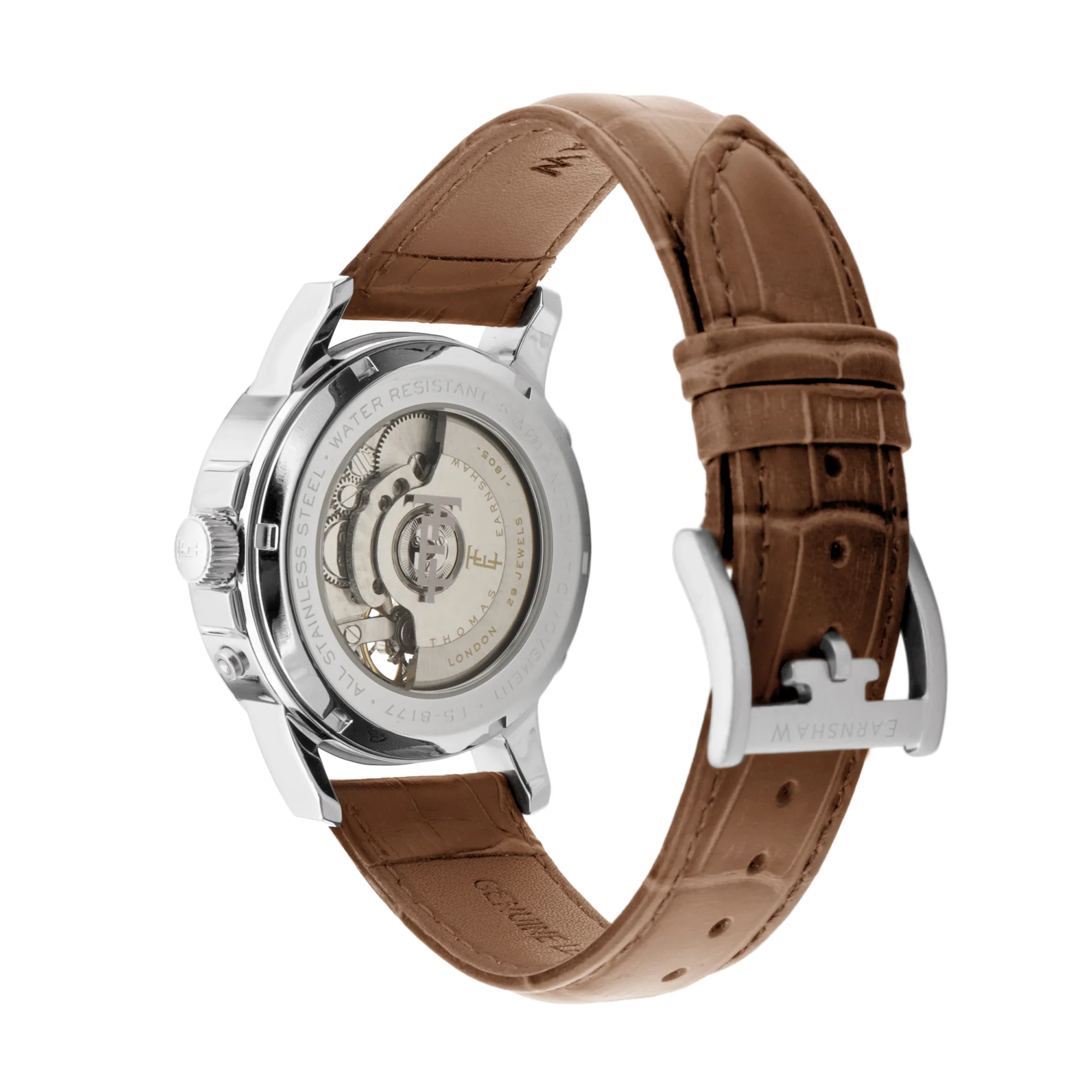 Thomas Earnshaw Men's 42mm Marlyebone Automatic Grand Date Calendar Leather Strap Watch - Image 9