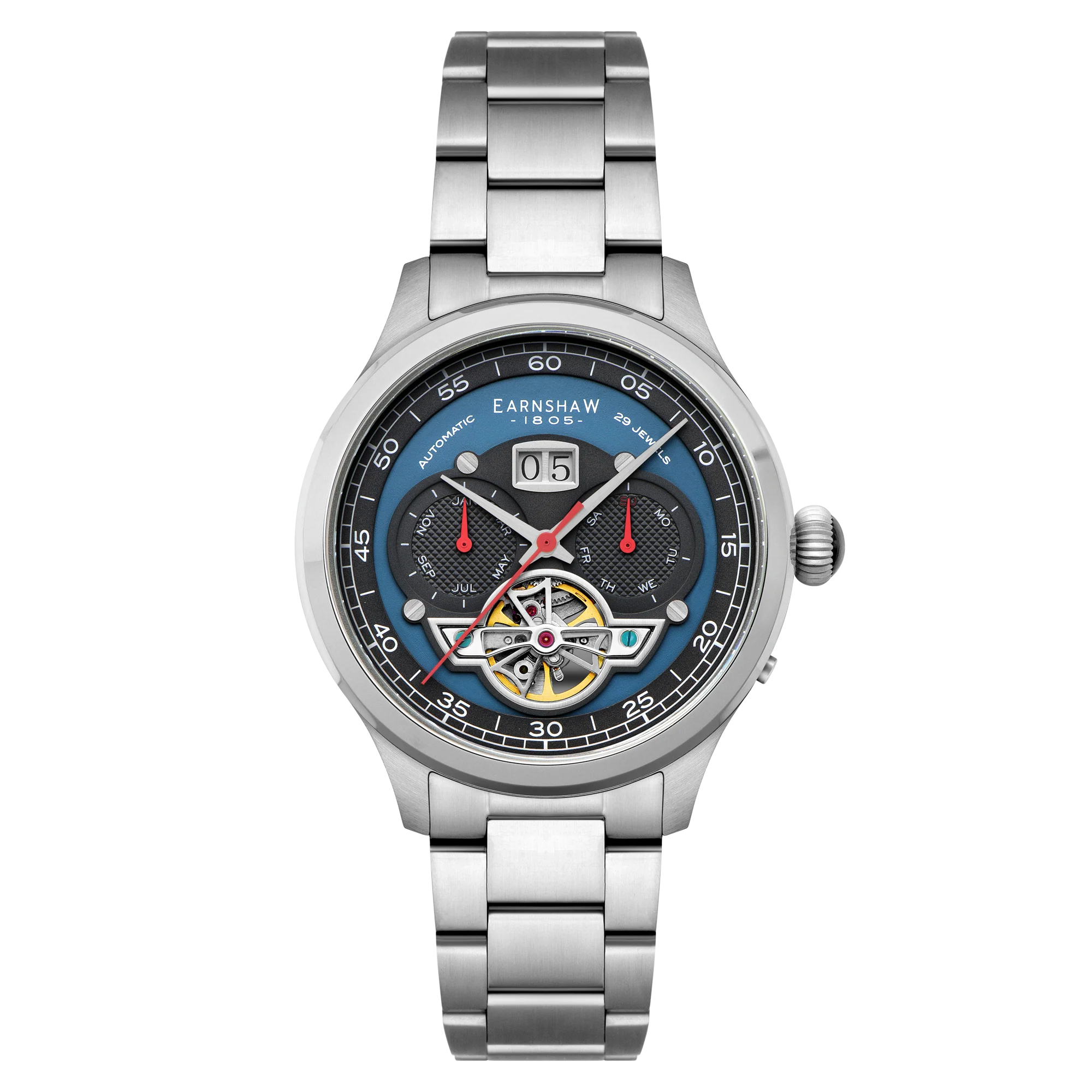 Thomas Earnshaw Men's 43mm Baron Grand Open Heart Automatic Bracelet Watch - Image 3