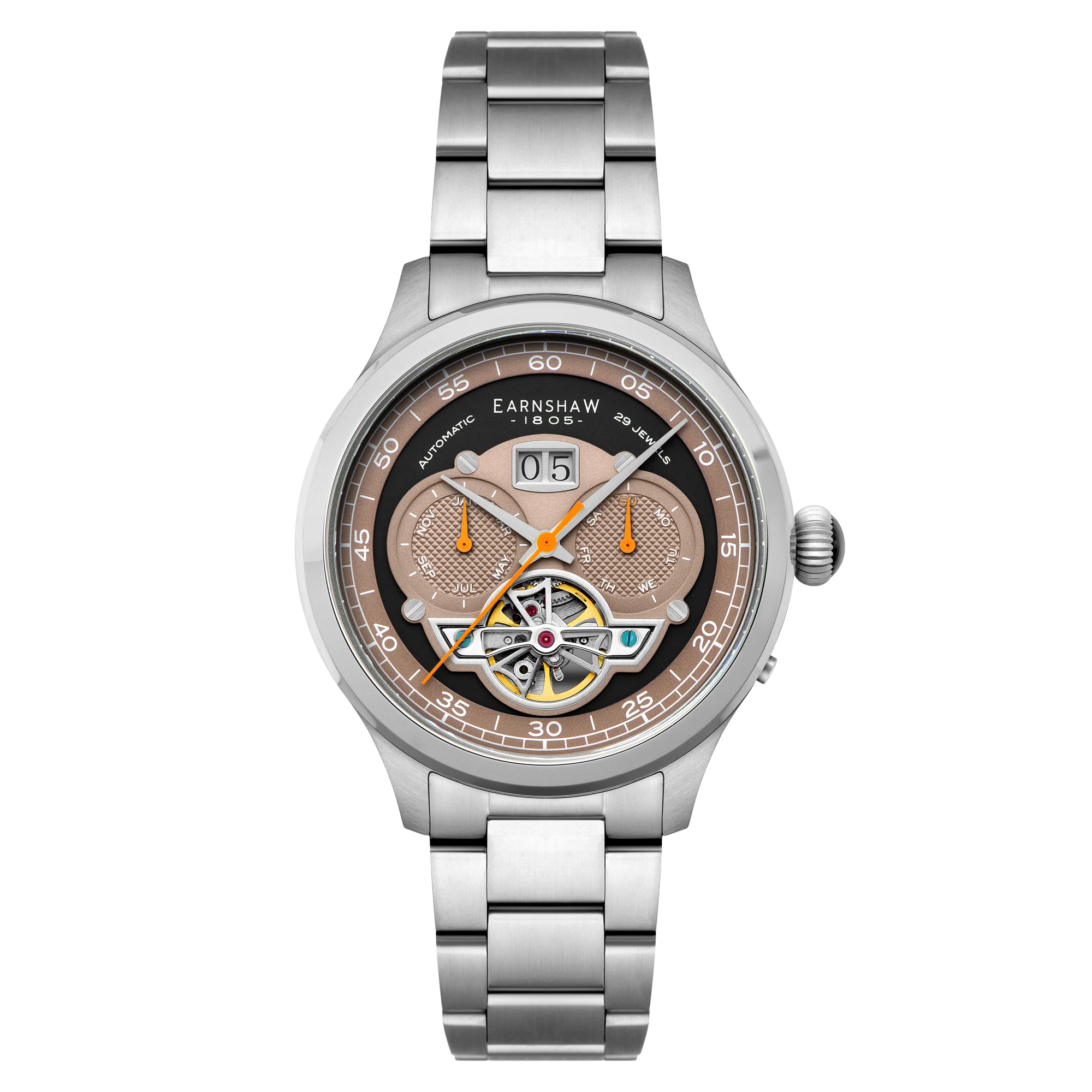 Thomas Earnshaw Men's 43mm Baron Grand Open Heart Automatic Bracelet Watch - Image 4