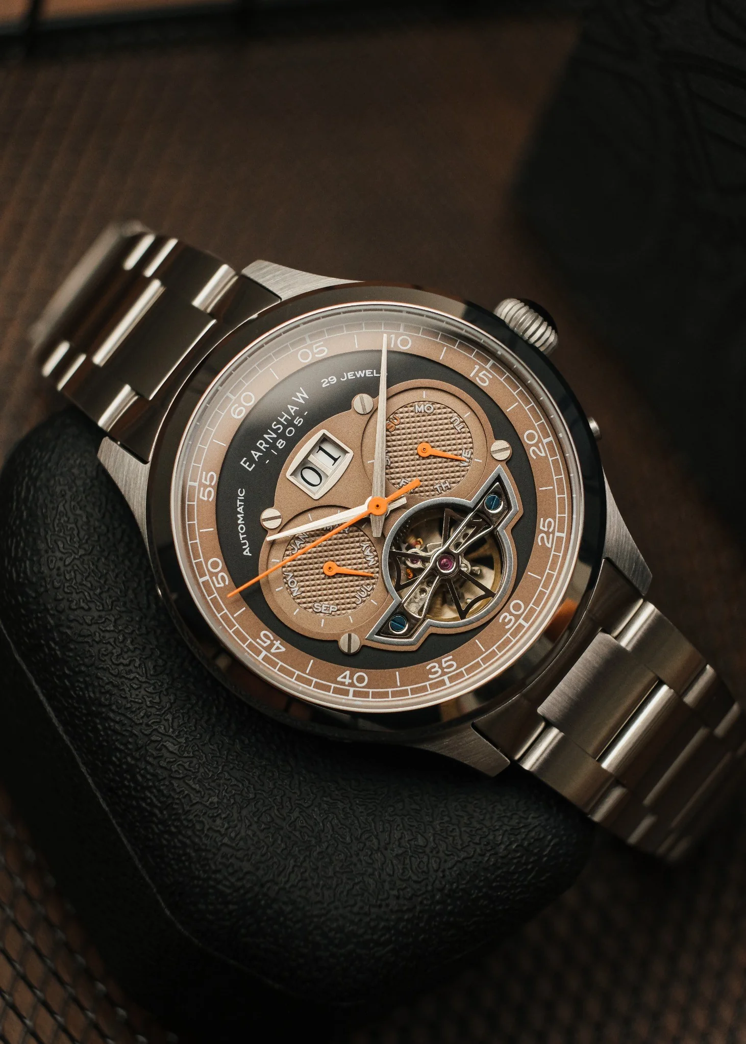 Thomas Earnshaw Men's 43mm Baron Grand Open Heart Automatic Strap Watch - Image 10