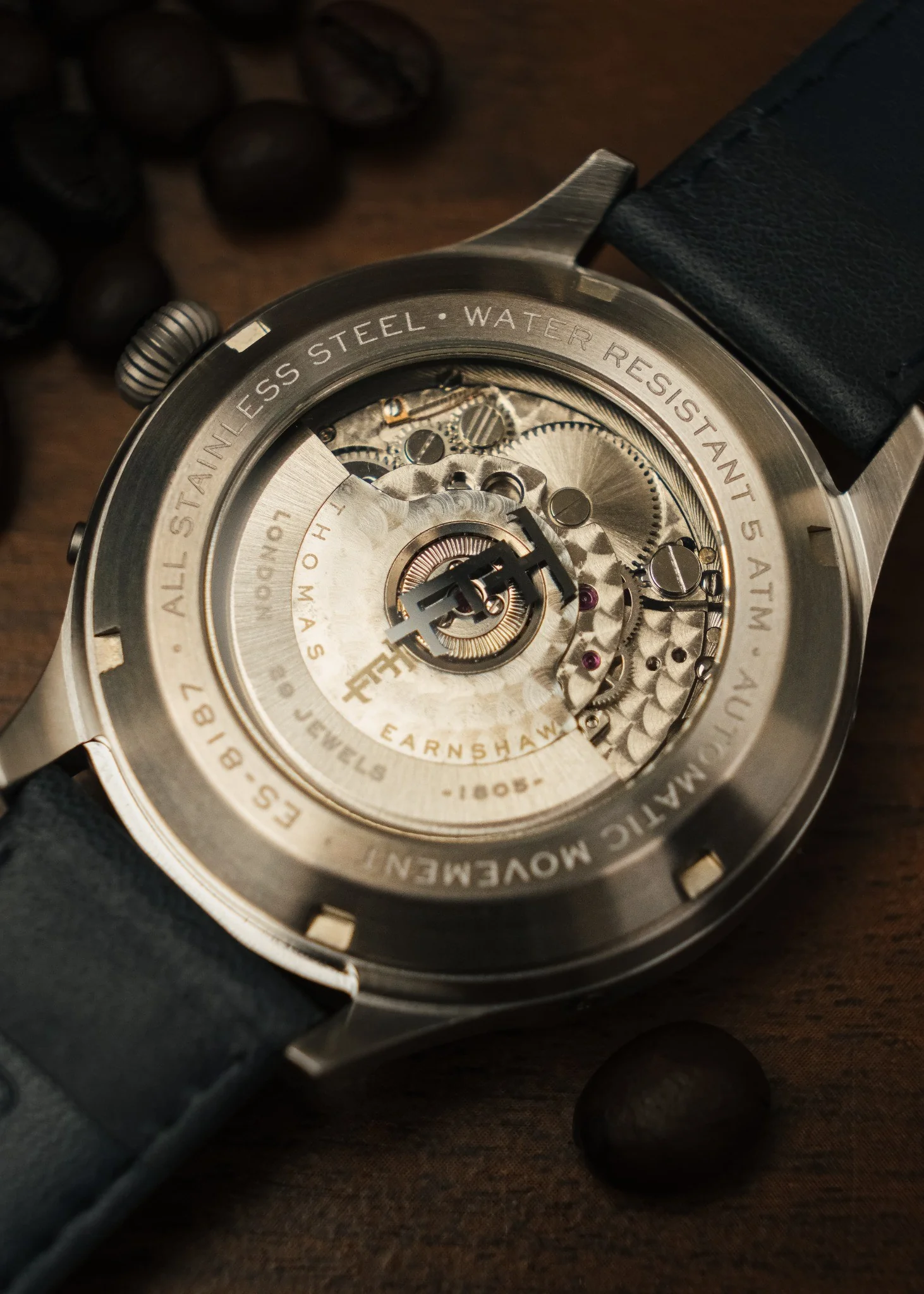 Thomas Earnshaw Men's 43mm Baron Grand Open Heart Automatic Strap Watch - Image 9