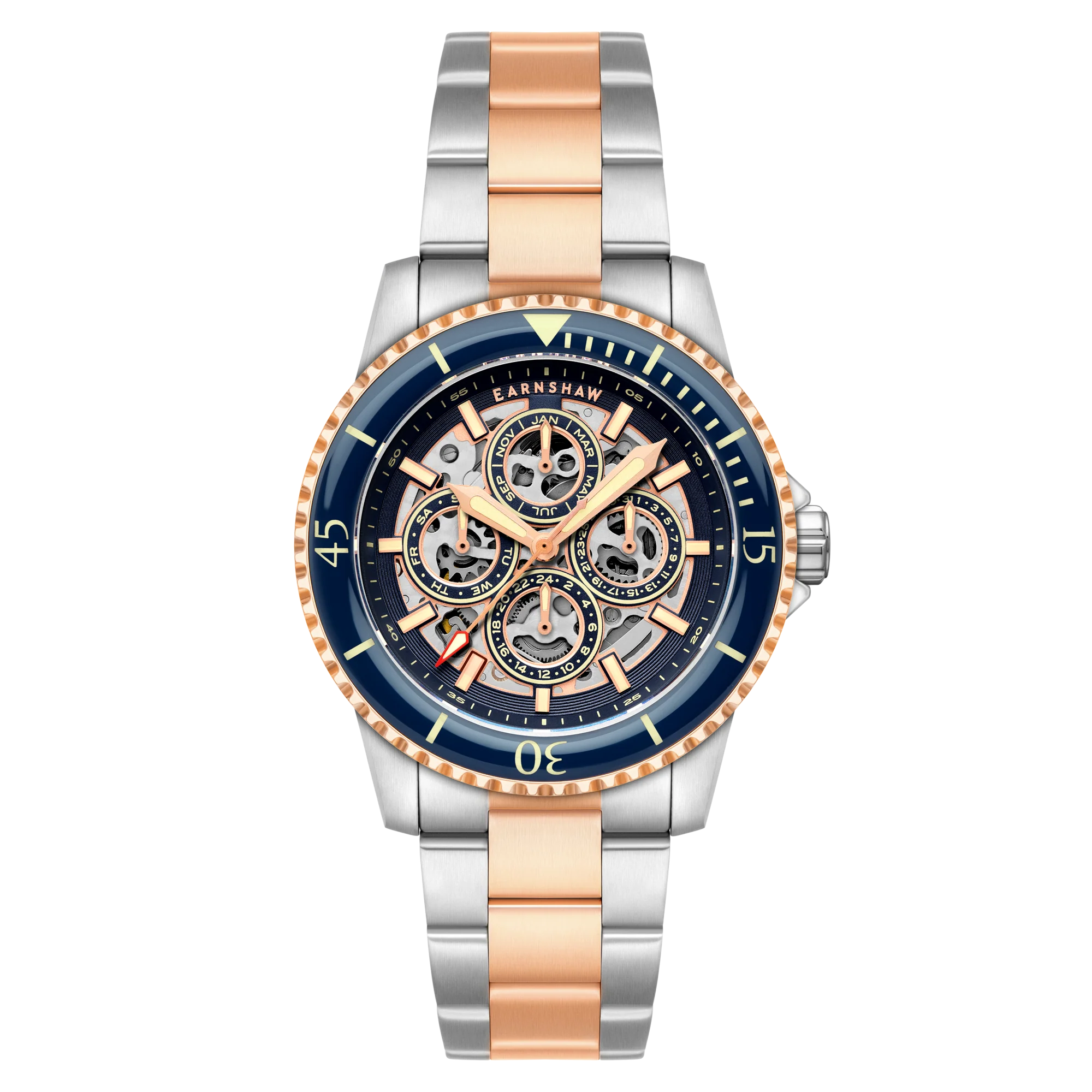 Thomas Earnshaw Men's 43mm Duncan Automatic Triple Calendar Two-Tone Bracelet Watch - Image 3