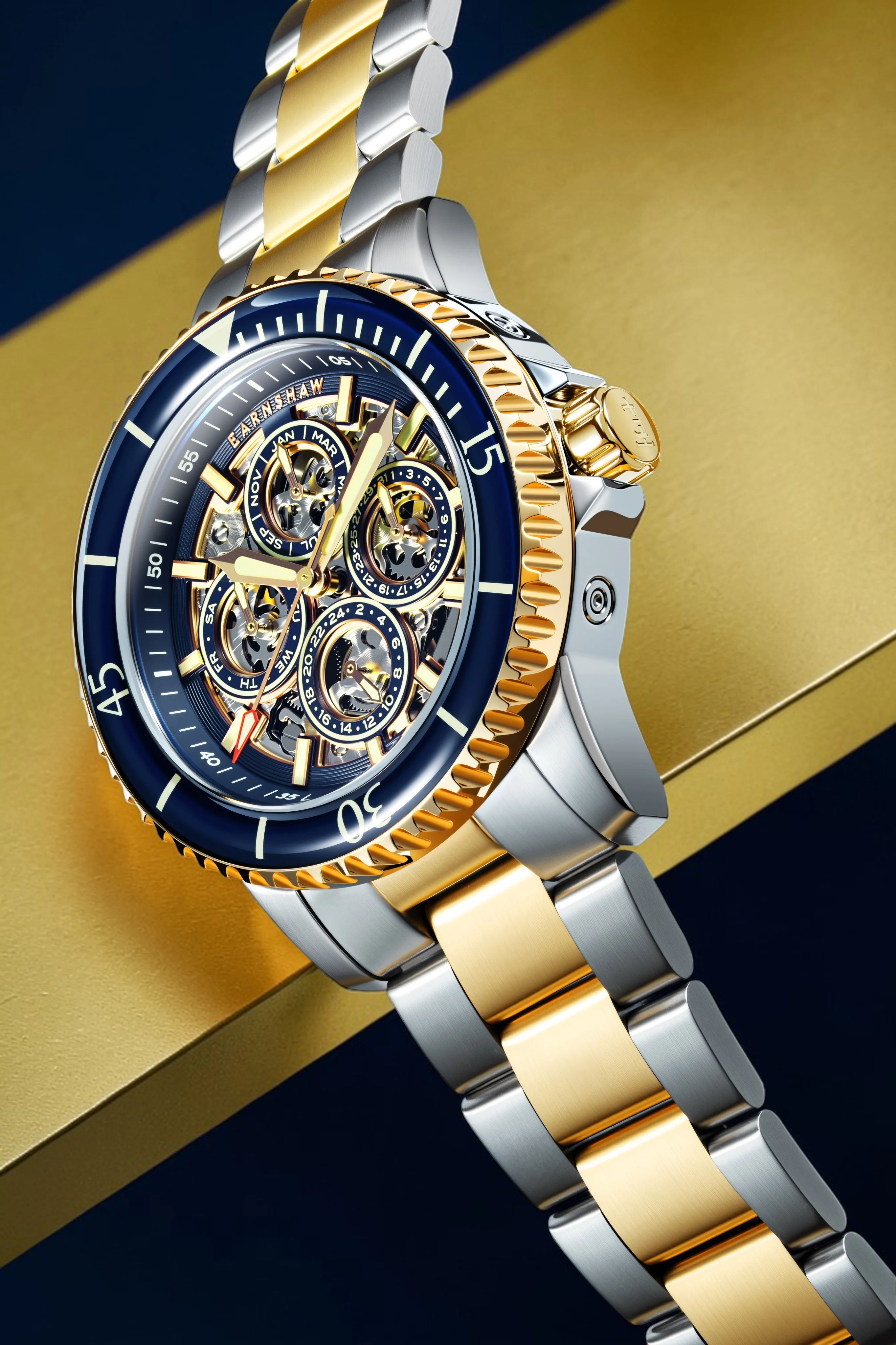 Thomas Earnshaw Men's 43mm Duncan Automatic Triple Calendar Two-Tone Bracelet Watch - Image 4