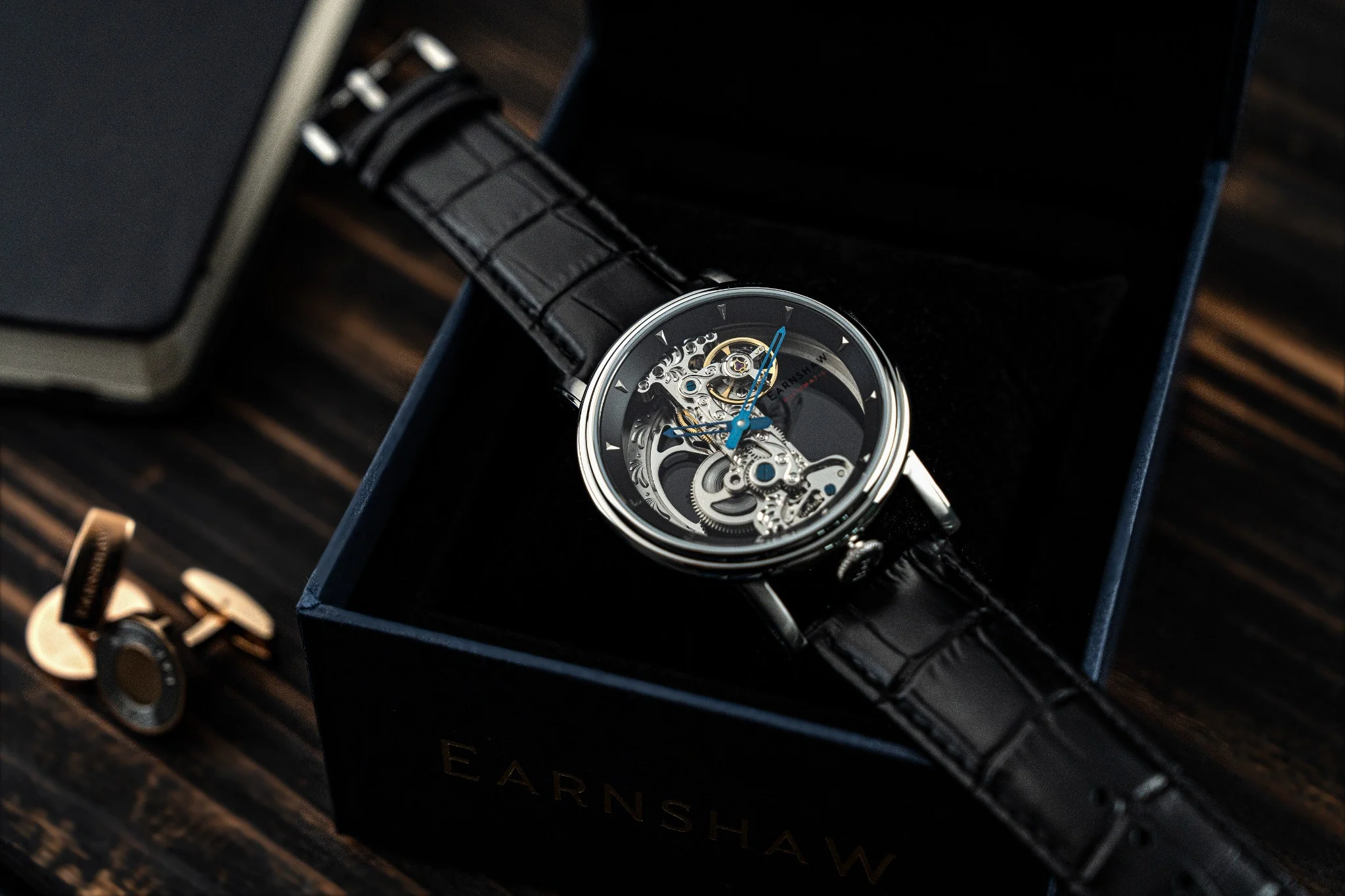 Thomas Earnshaw Men's 43mm Fowler Bridge Automatic Leather Strap Watch - Image 10