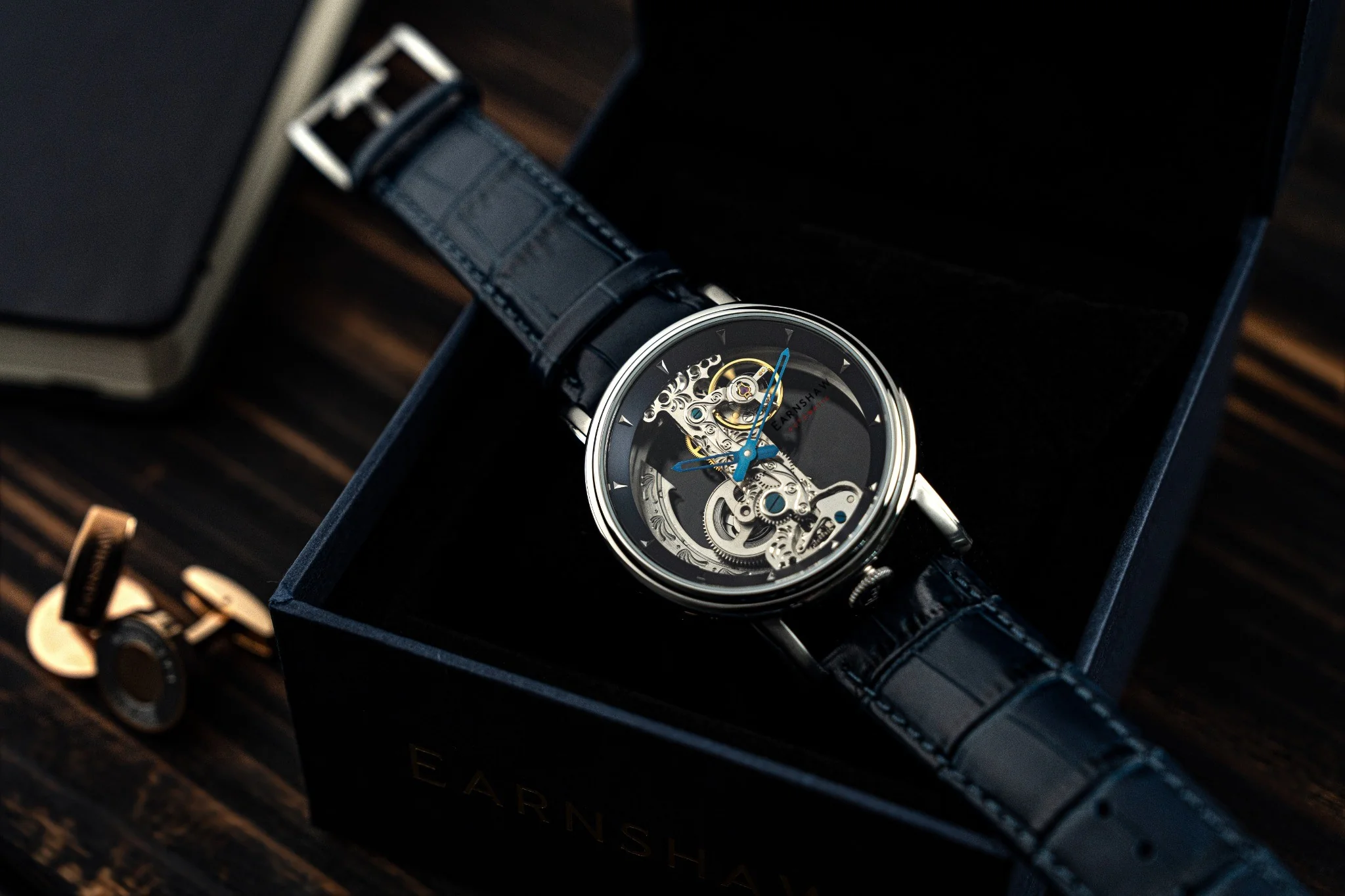 Thomas Earnshaw Men's 43mm Fowler Bridge Automatic Leather Strap Watch - Image 11
