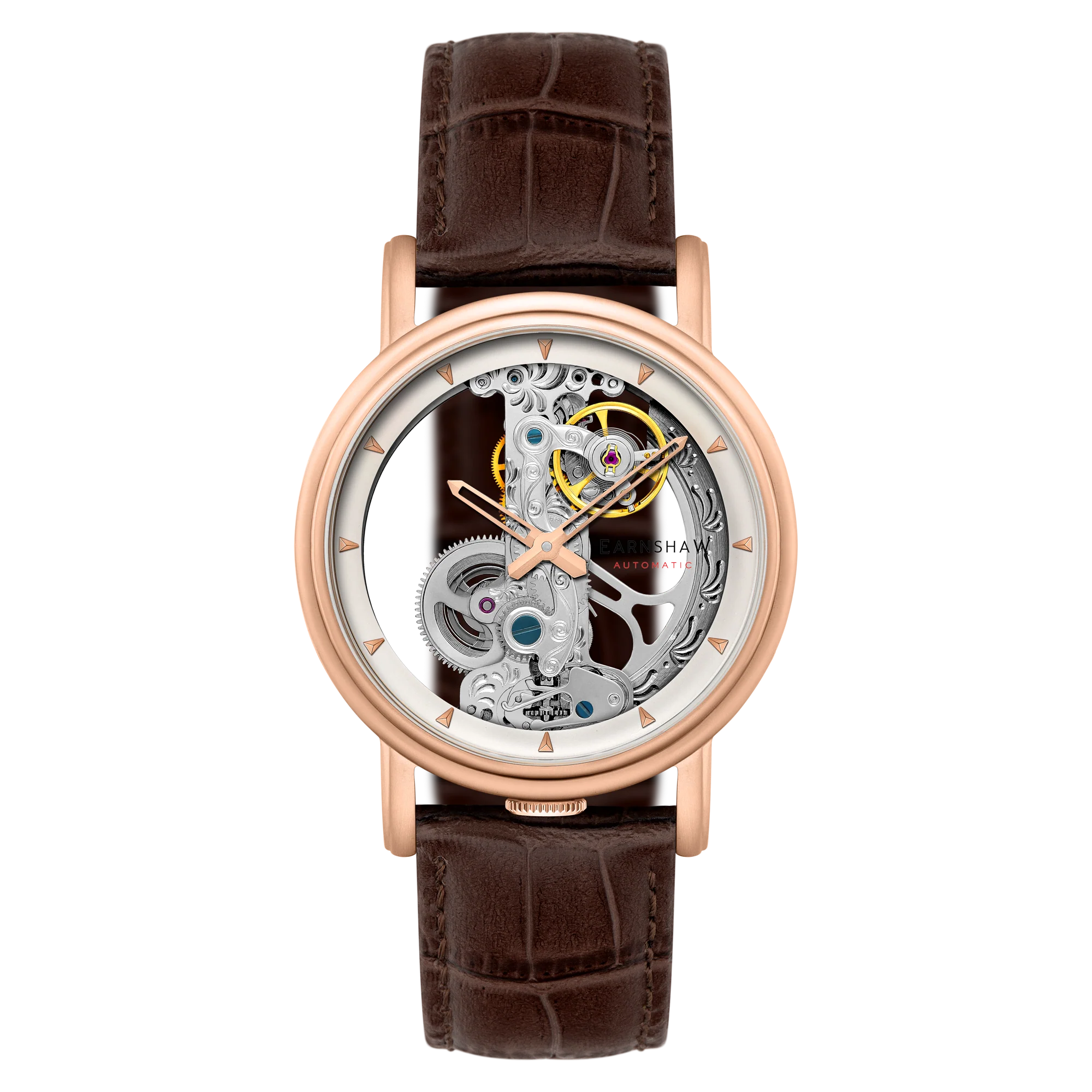 Thomas Earnshaw Men's 43mm Fowler Bridge Automatic Leather Strap Watch - Image 4