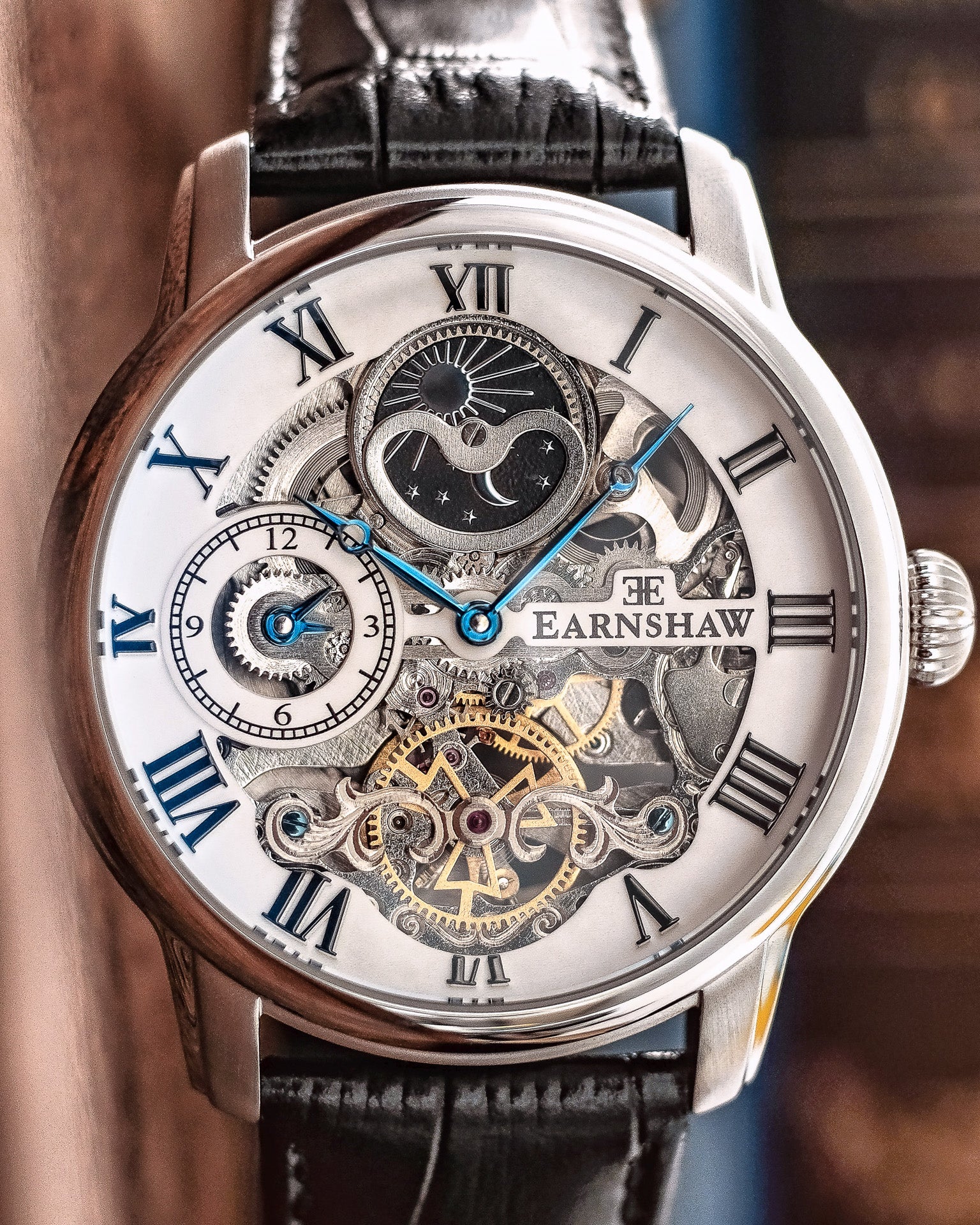 Thomas Earnshaw Men's 44mm Longitude Automatic Skeletonized Strap Watch - Image 11
