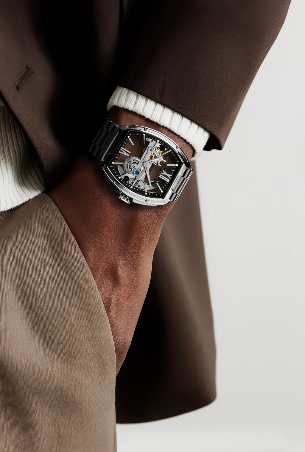 Thomas Earnshaw Men's 45mm Knightsbridge Automatic Barrel Bracelet Watch - Image 5