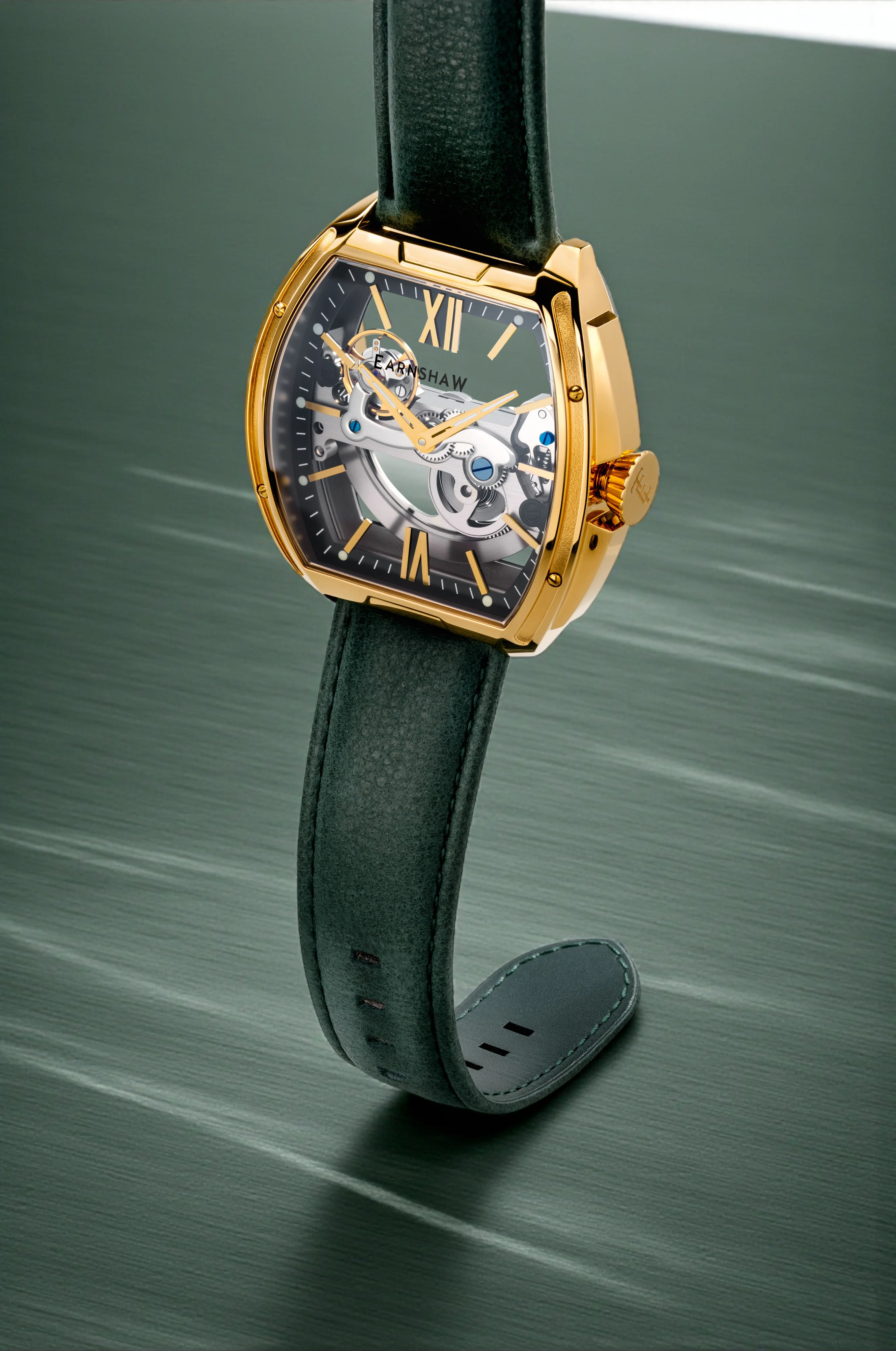 Thomas Earnshaw Men's 45mm Knightsbridge Automatic Barrel Leather Strap Watch - Image 10