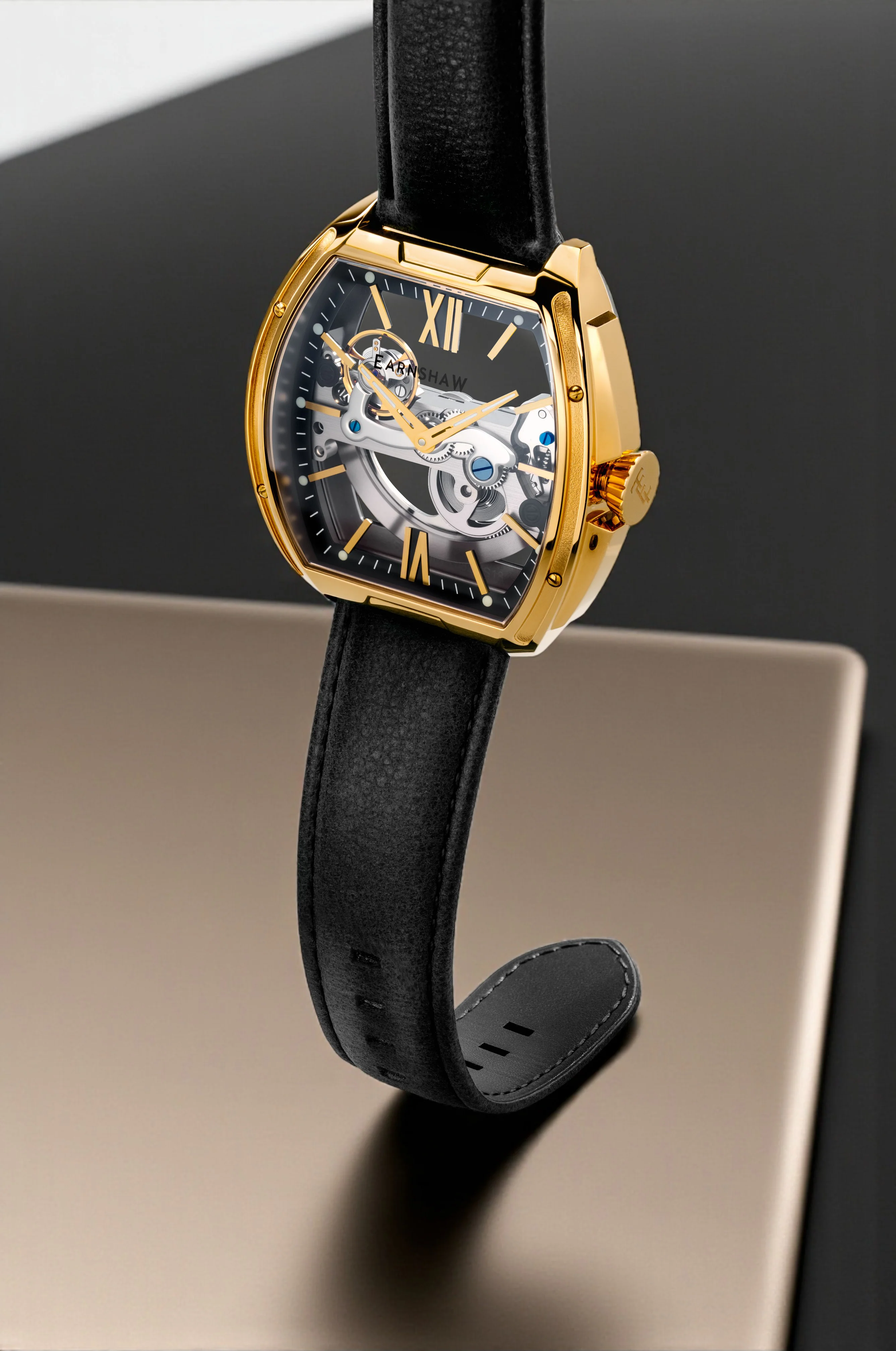 Thomas Earnshaw Men's 45mm Knightsbridge Automatic Barrel Leather Strap Watch - Image 11