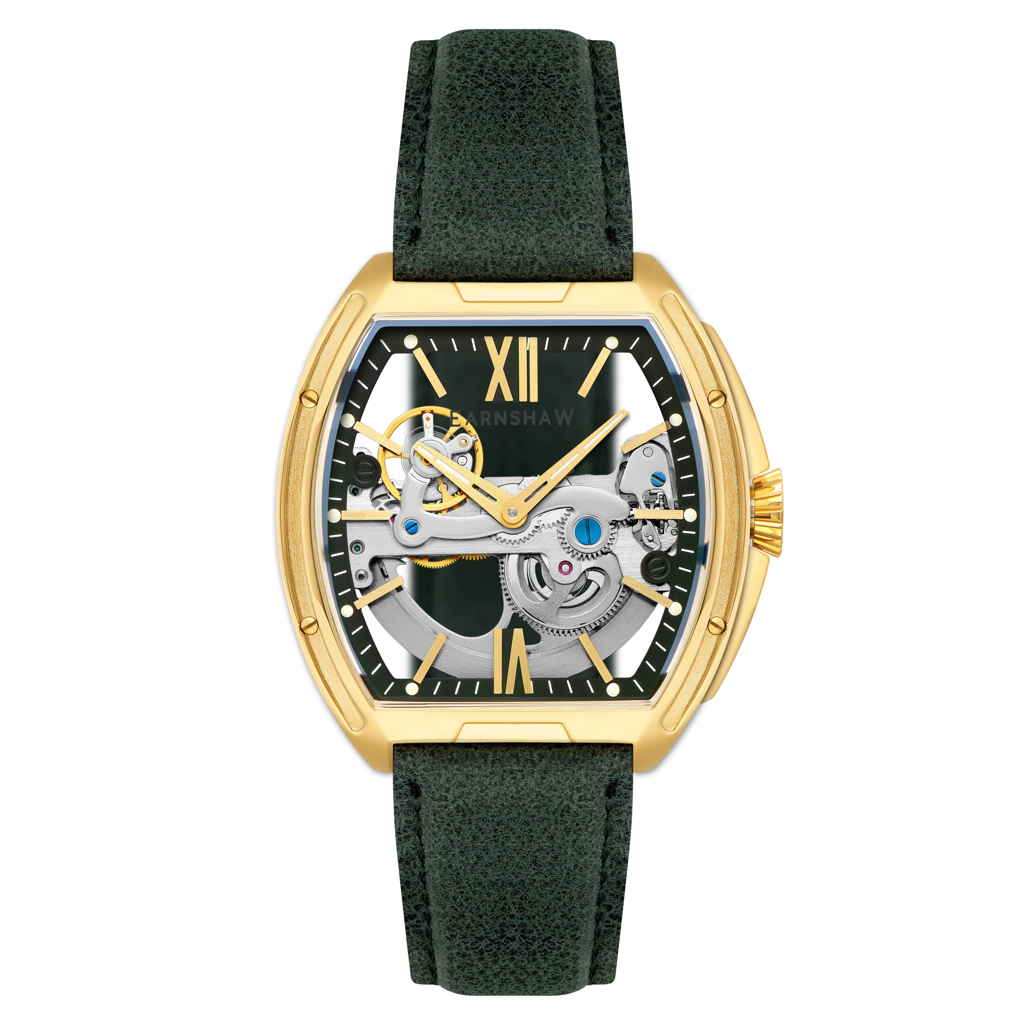 Thomas Earnshaw Men's 45mm Knightsbridge Automatic Barrel Leather Strap Watch - Image 2