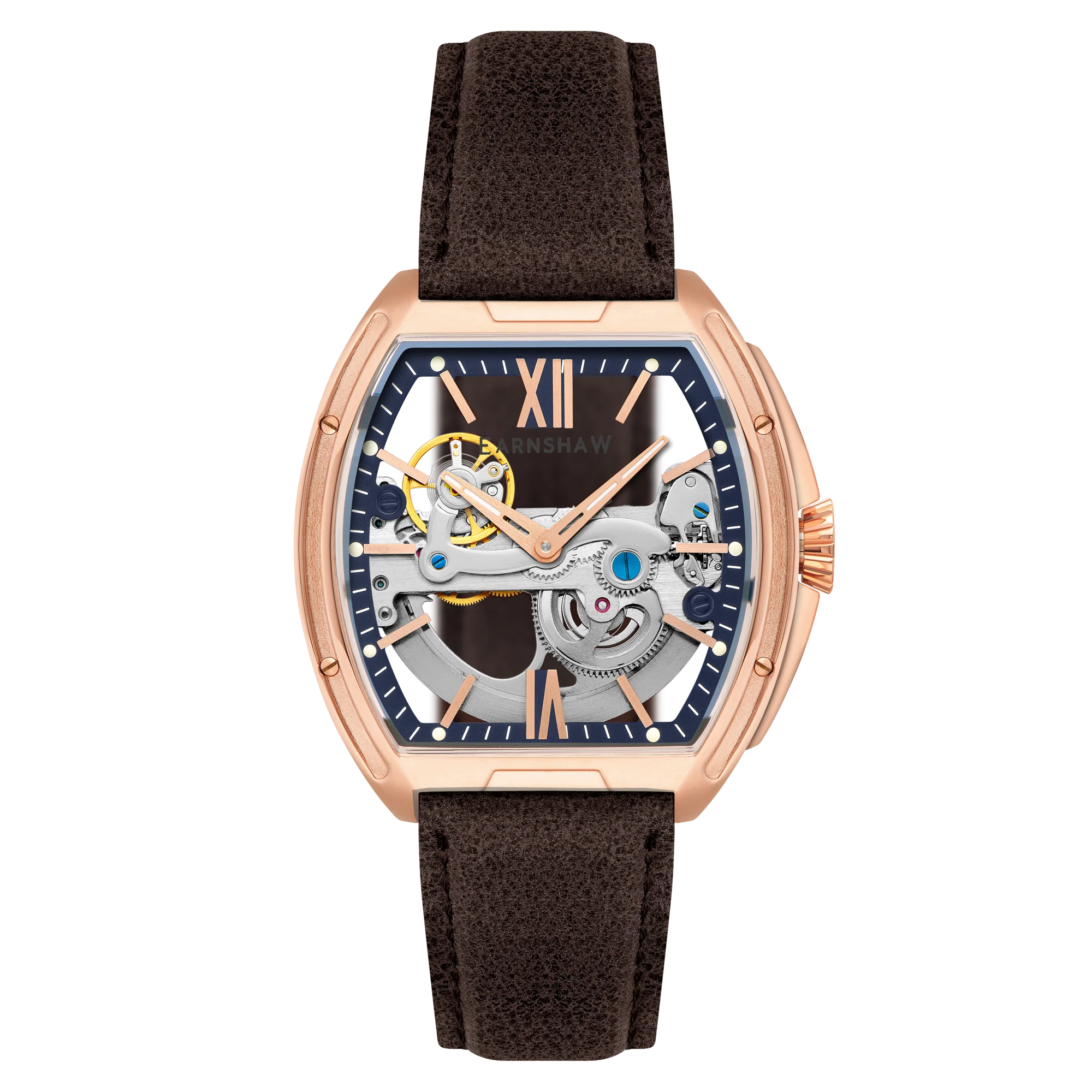 Thomas Earnshaw Men's 45mm Knightsbridge Automatic Barrel Leather Strap Watch - Image 4