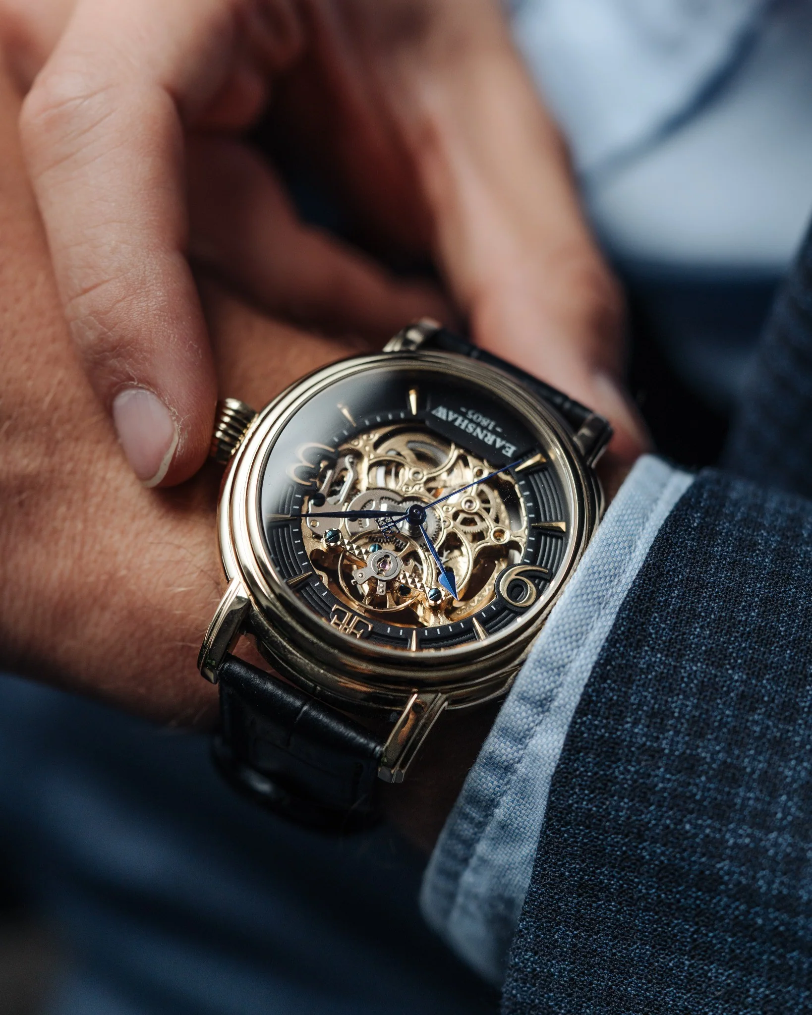 Thomas Earnshaw Men's 48mm Longcase Grande Auto Skeletonized Strap Watch - Image 10