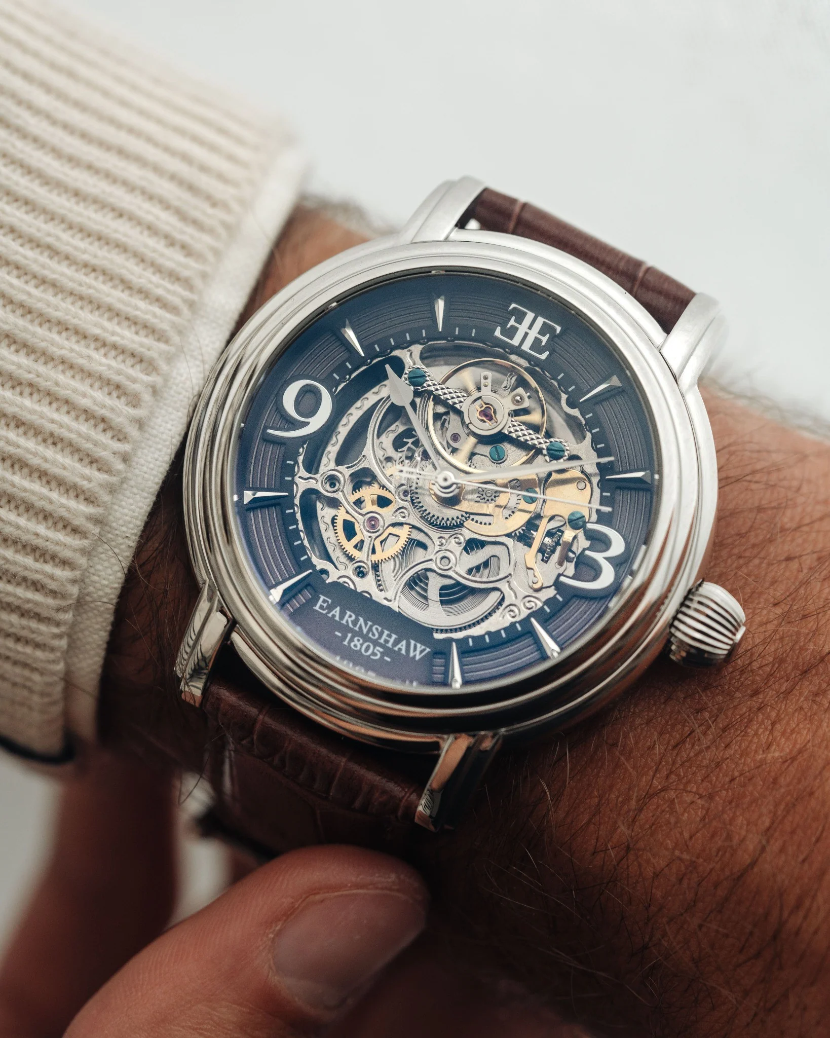 Thomas Earnshaw Men's 48mm Longcase Grande Auto Skeletonized Strap Watch - Image 9
