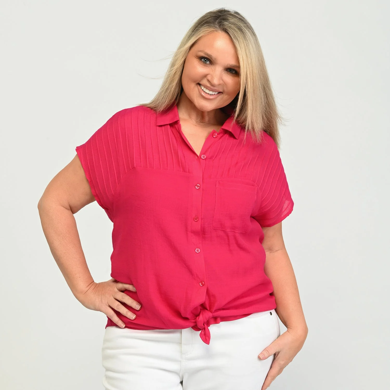 Christopher & Banks Tie Detail Dolman Sleeve Button Up Shirt - Image 4