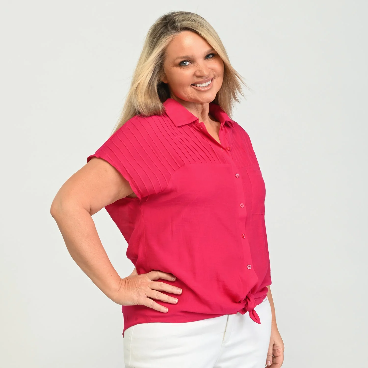Christopher & Banks Tie Detail Dolman Sleeve Button Up Shirt - Image 7