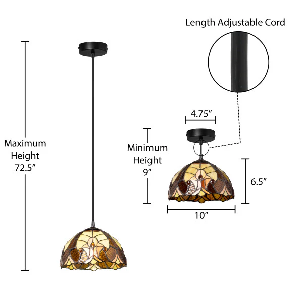 Tiffany-Style Lighting Halston Adjustable Height Amber Dome Pendant - Image 4